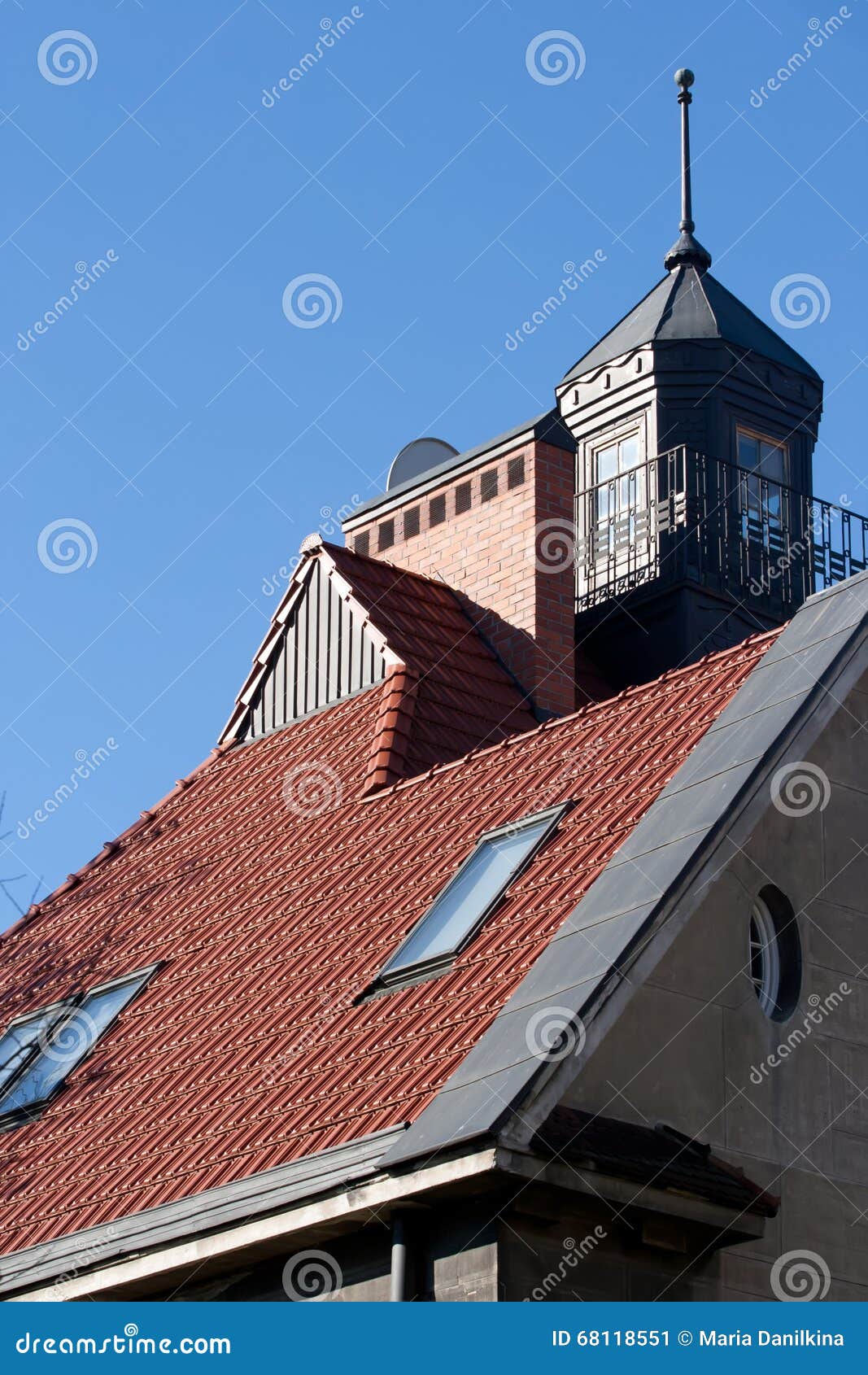 Red roof peaks stock image. Image of gables, paint, construct 68118551