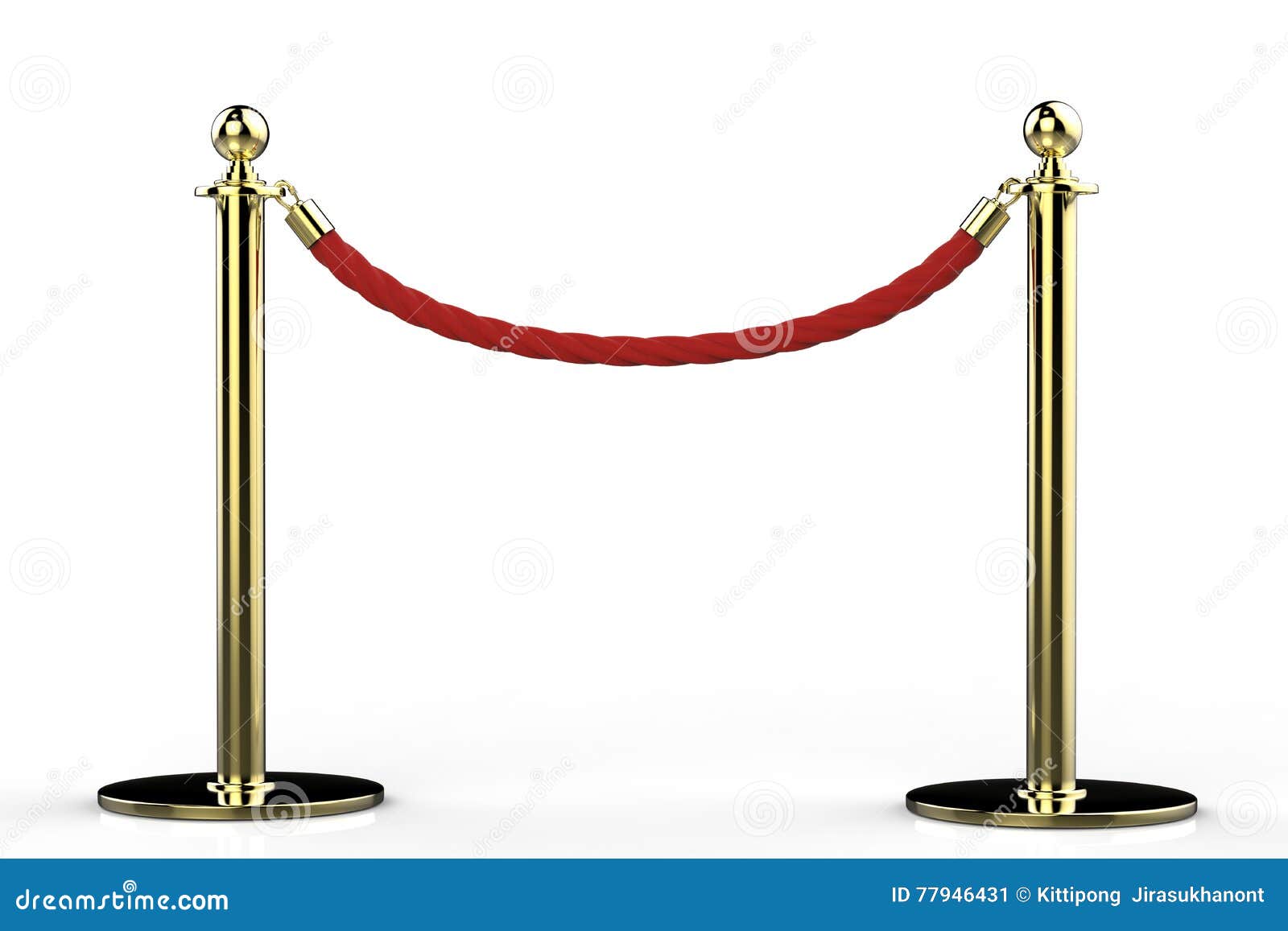 Red Rope Barrier with Gold Pillar Stock Illustration Illustration of