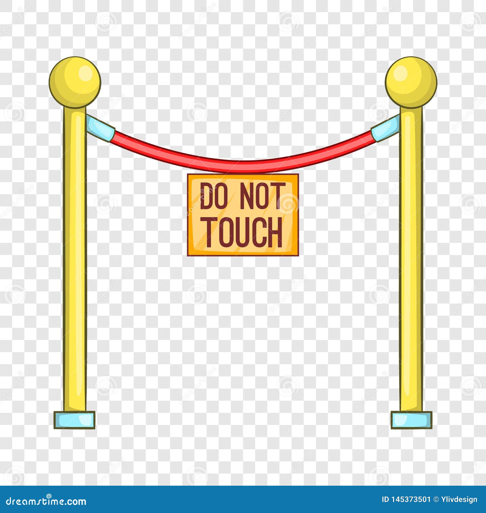 Red Rope Barrier with Sign Do Not Touch Icon Stock Vector