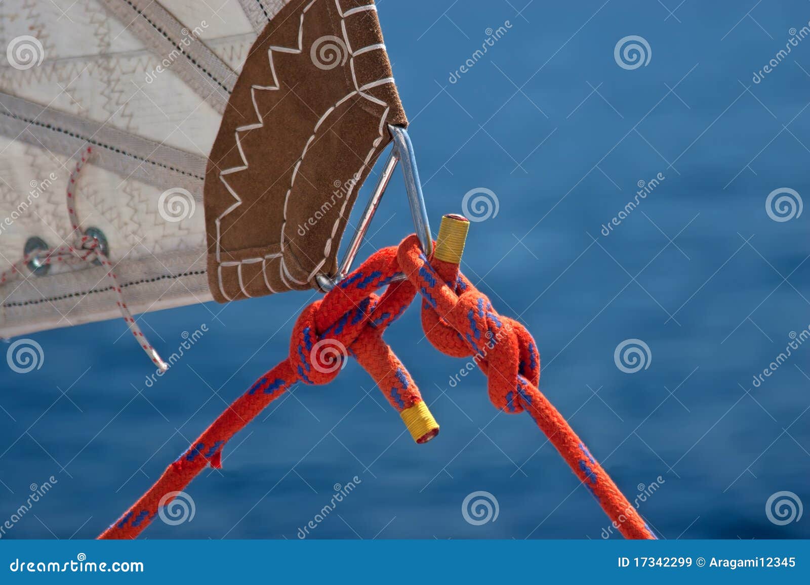 Red Rope, Knot and Piece of Sail Stock Image Image of background