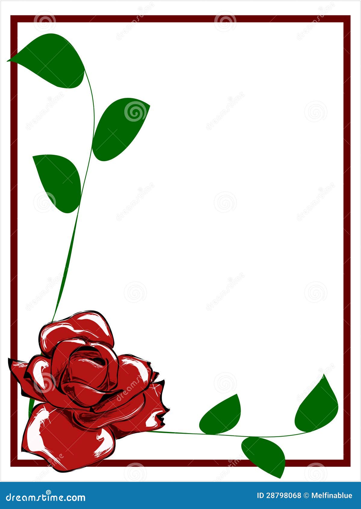 red rose with vine drawing