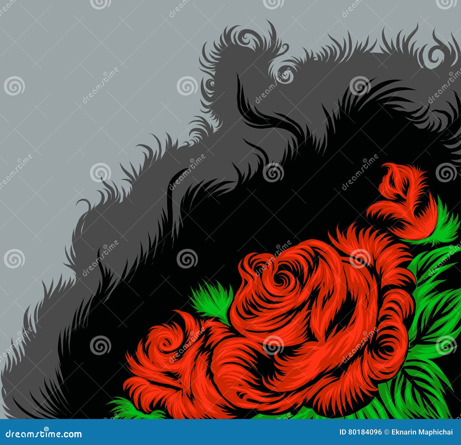 Red rose drawing scene stock vector. Illustration of vector 80184096