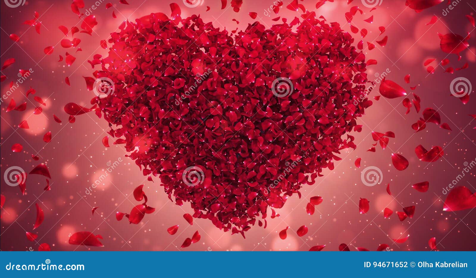 Red Rose Flower Falling Petals Love Heart Valentine Wedding ...