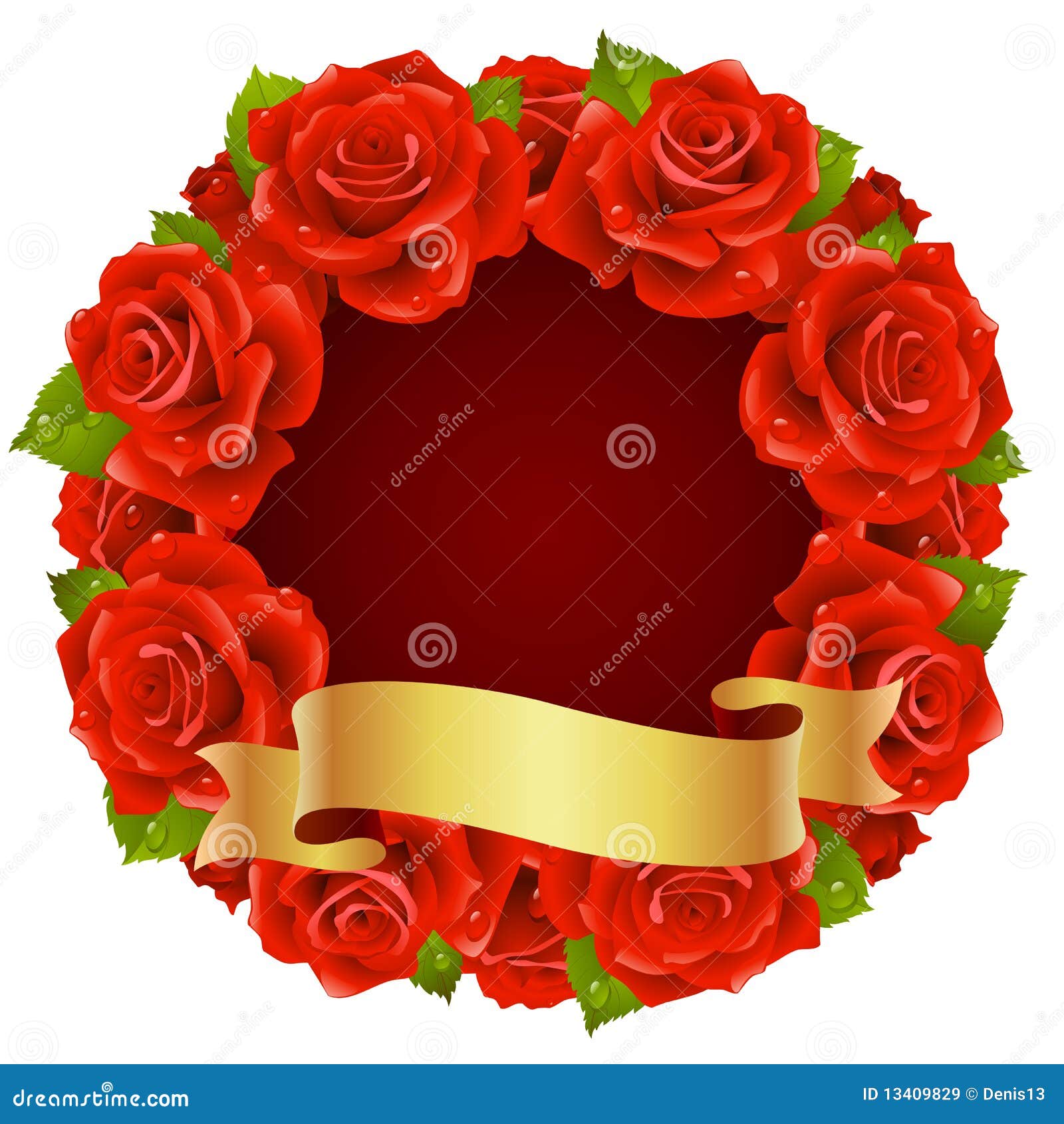 Red Rose Frame In The Shape Of Round Stock Vector Image 13409829