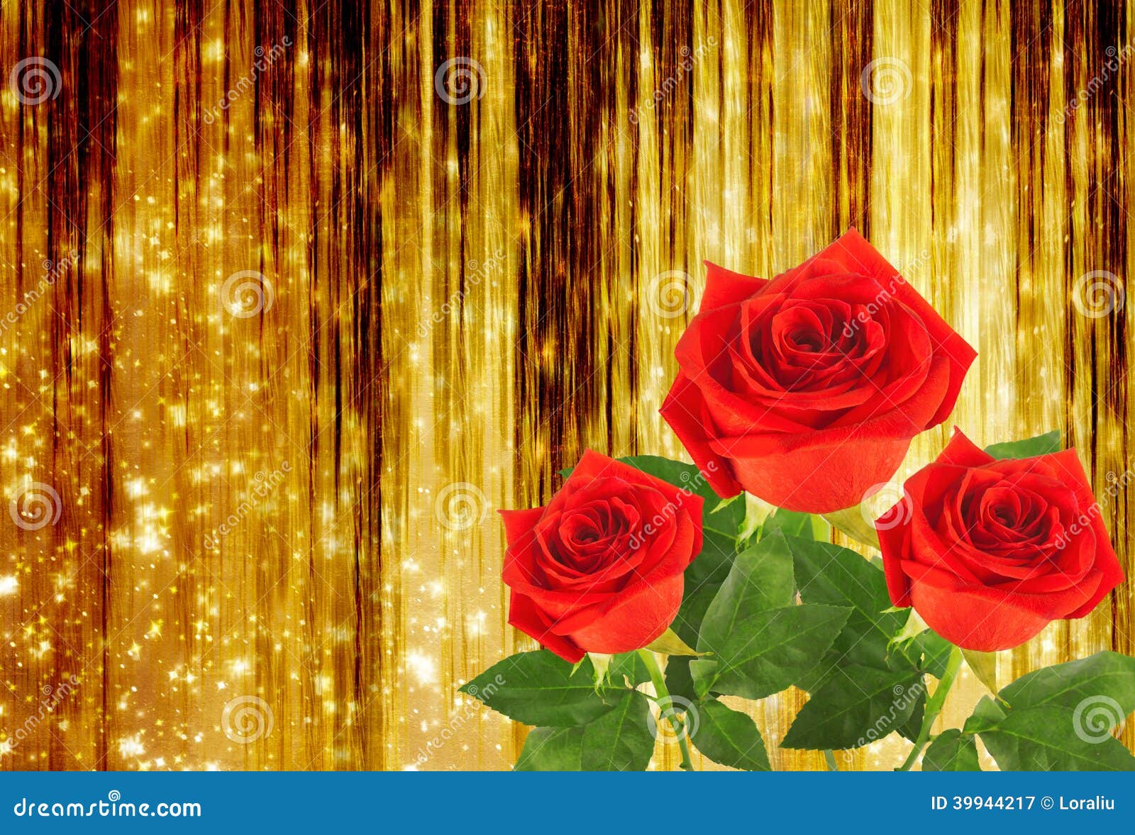 Red rose with green leaves stock image. Image of card 39944217