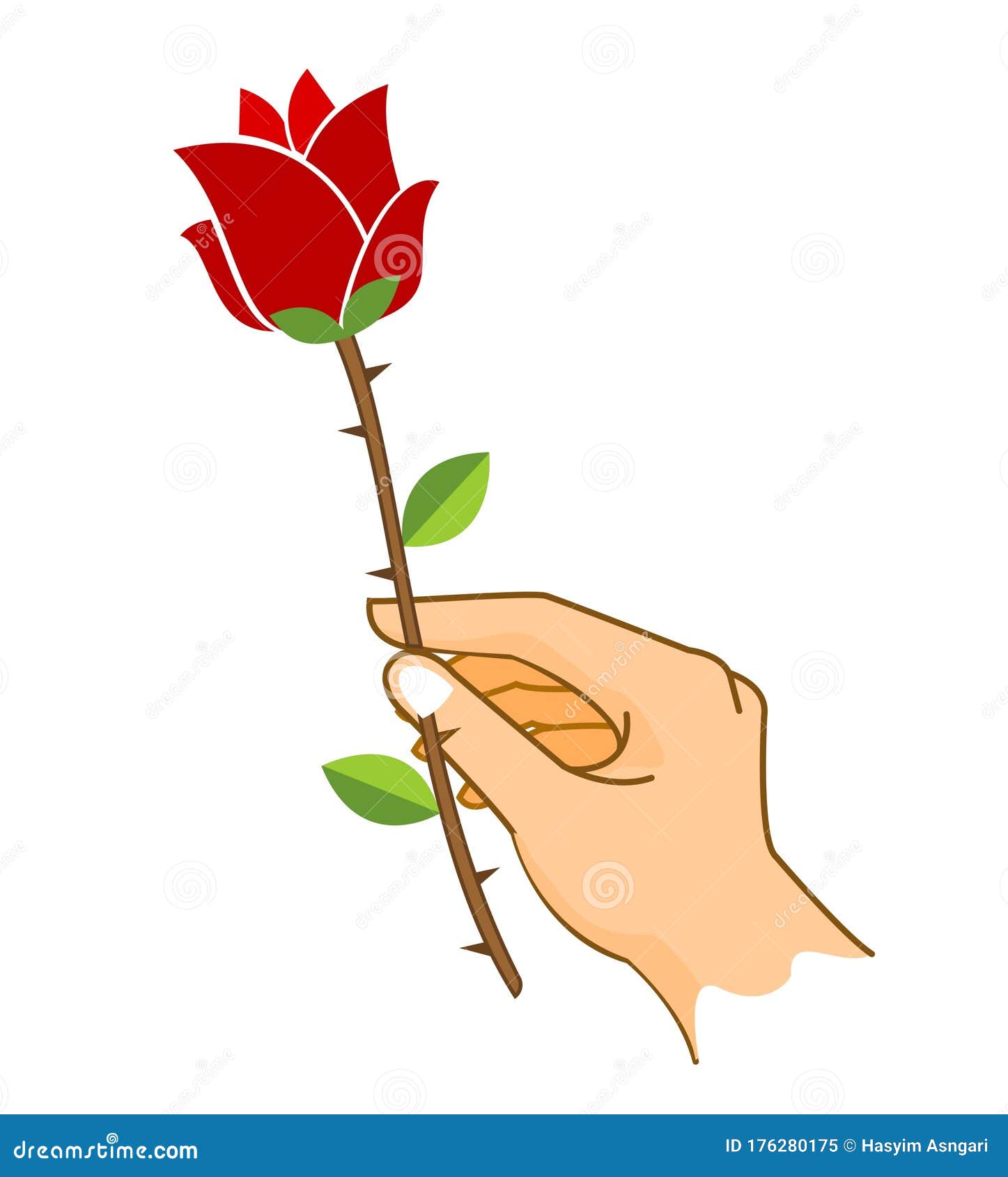 Red rose in hand stock vector. Illustration of people 176280175