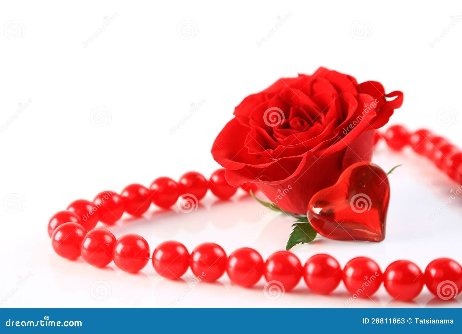 The Red Rose with Heart and Beads Stock Image Image of bouquet, rose