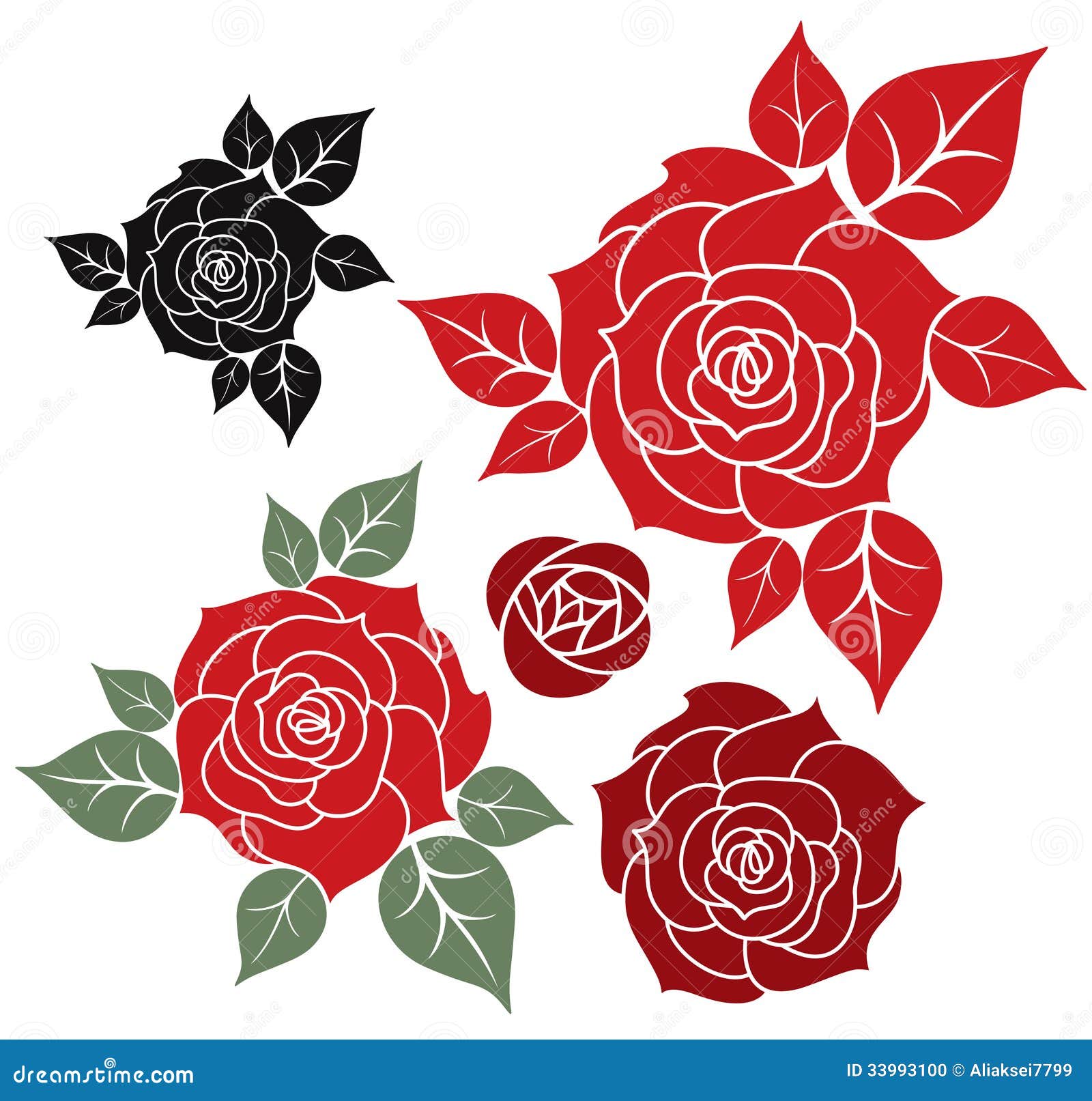 Red Rose stock vector. Illustration of flower, leaf, white - 33993100