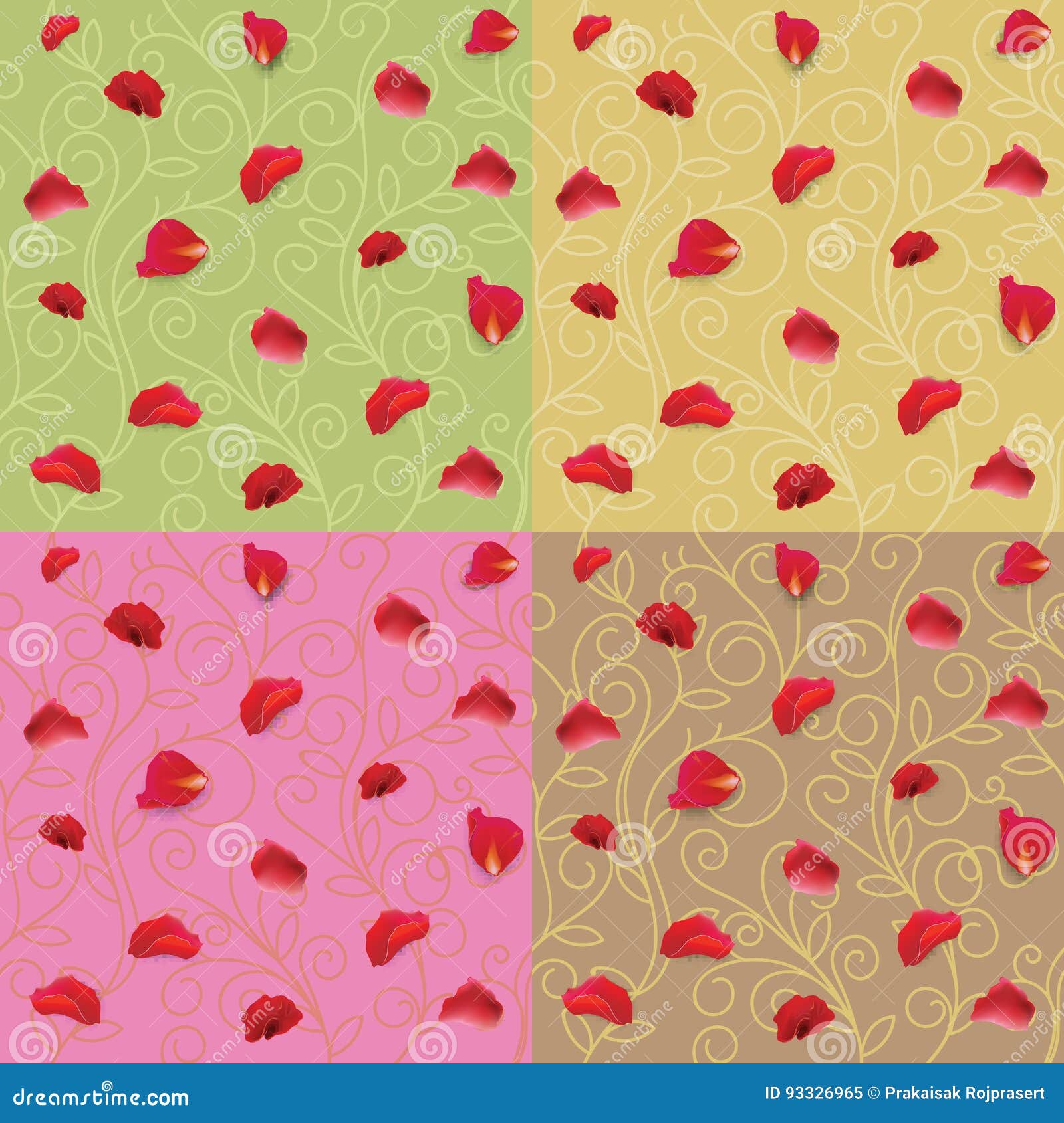 Red Rose Petals Pattern Fabric Stock Vector Illustration of petal