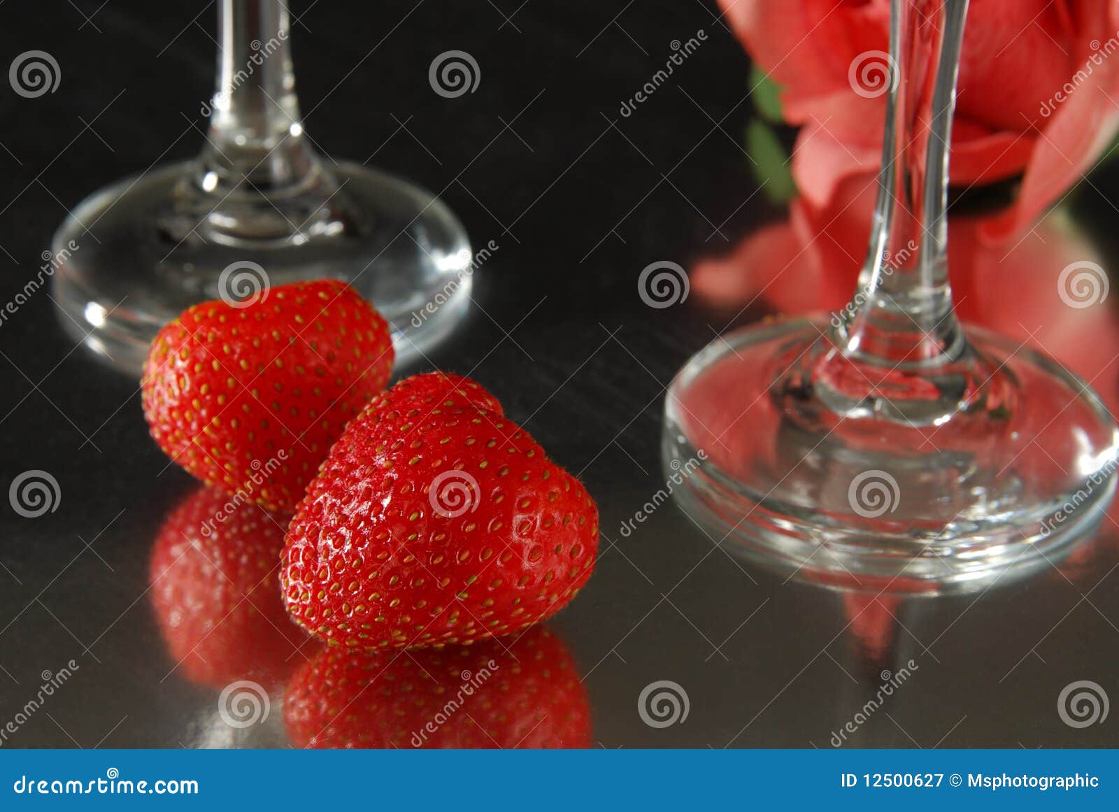 Red rose and strawberries stock image. Image of crystal 12500627