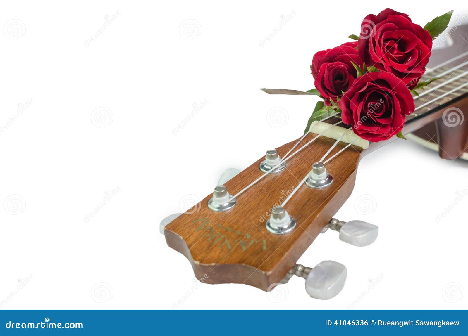 Red rose and ukulele stock photo. Image of guitar, music 41046336