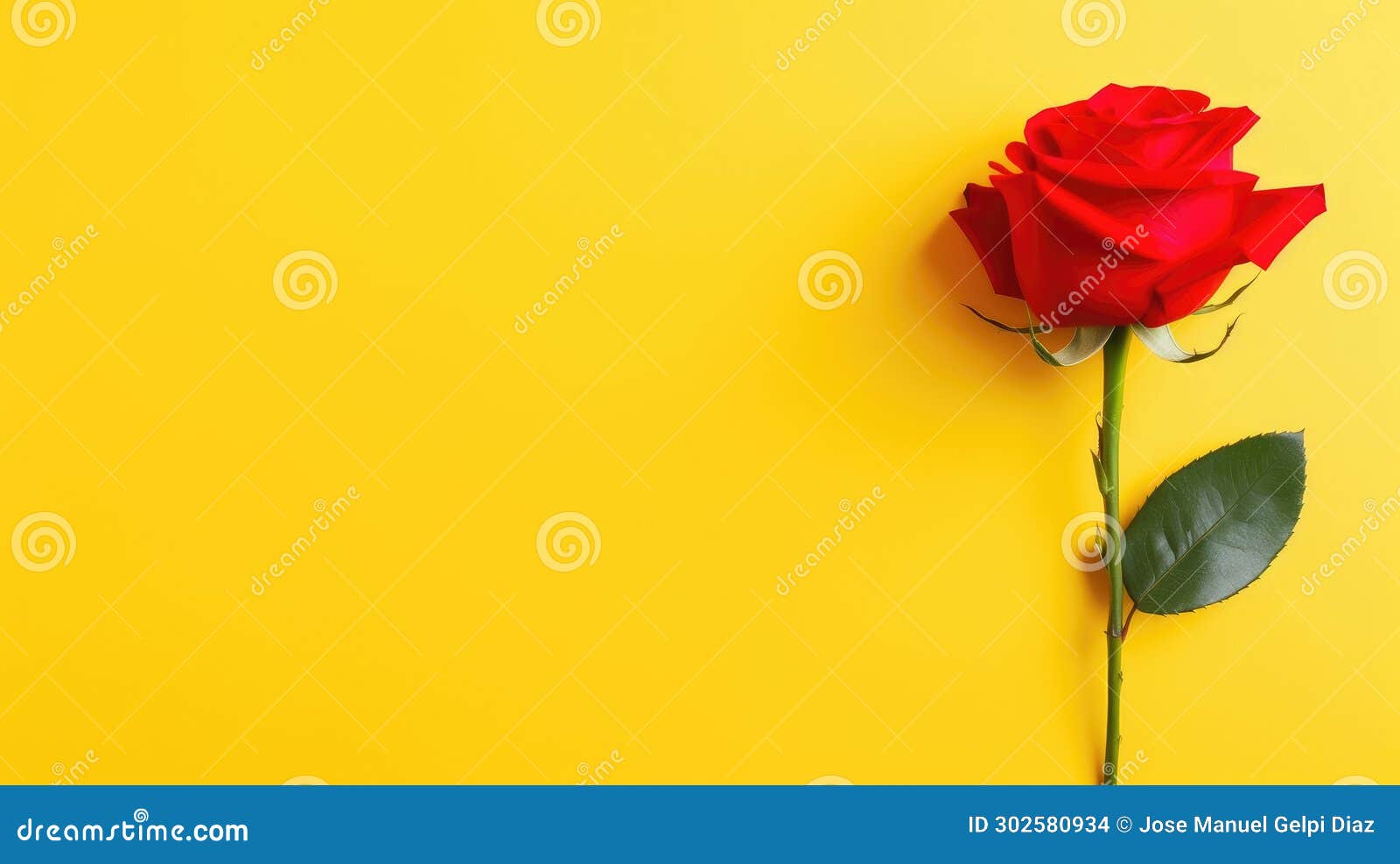 Red Rose on a Yellow Background. Generative AI Stock Illustration