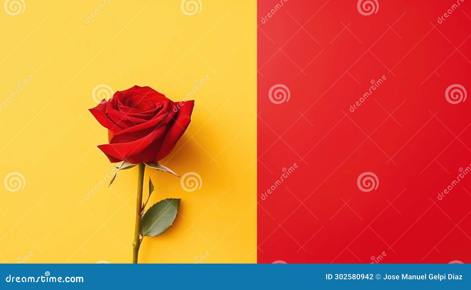 Red Rose on a Yellow Background. Generative AI Stock Illustration