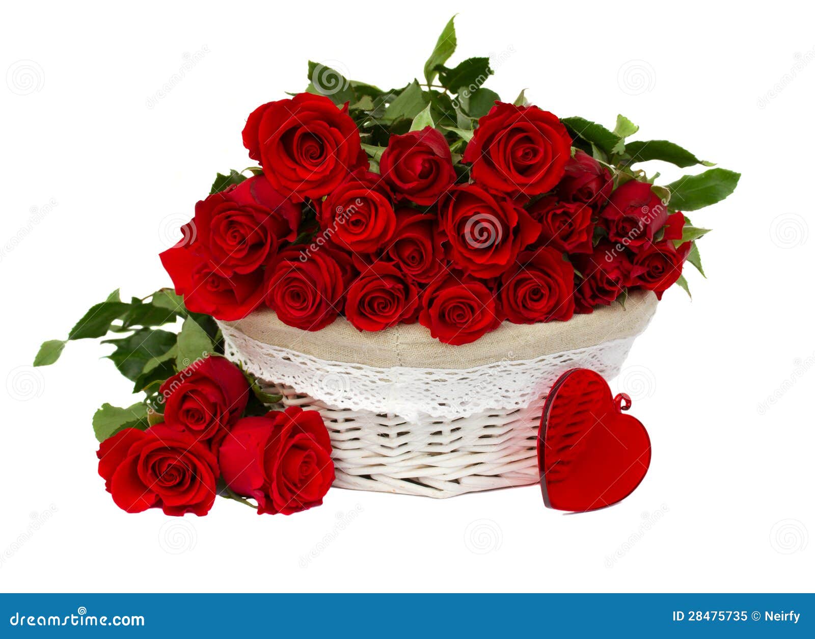 Red roses in basket stock image. Image of birthday, beauty 28475735