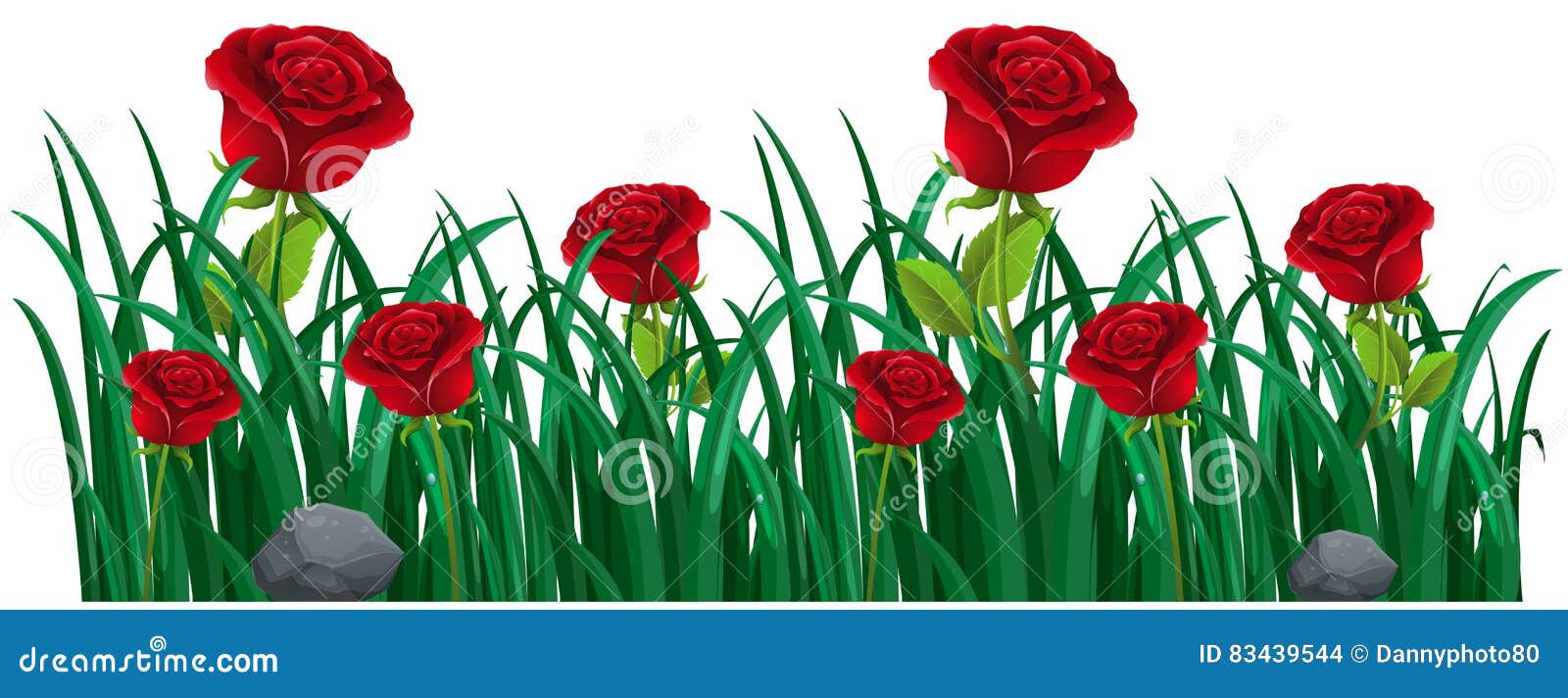 Red roses in the bush stock vector. Illustration of path 83439544