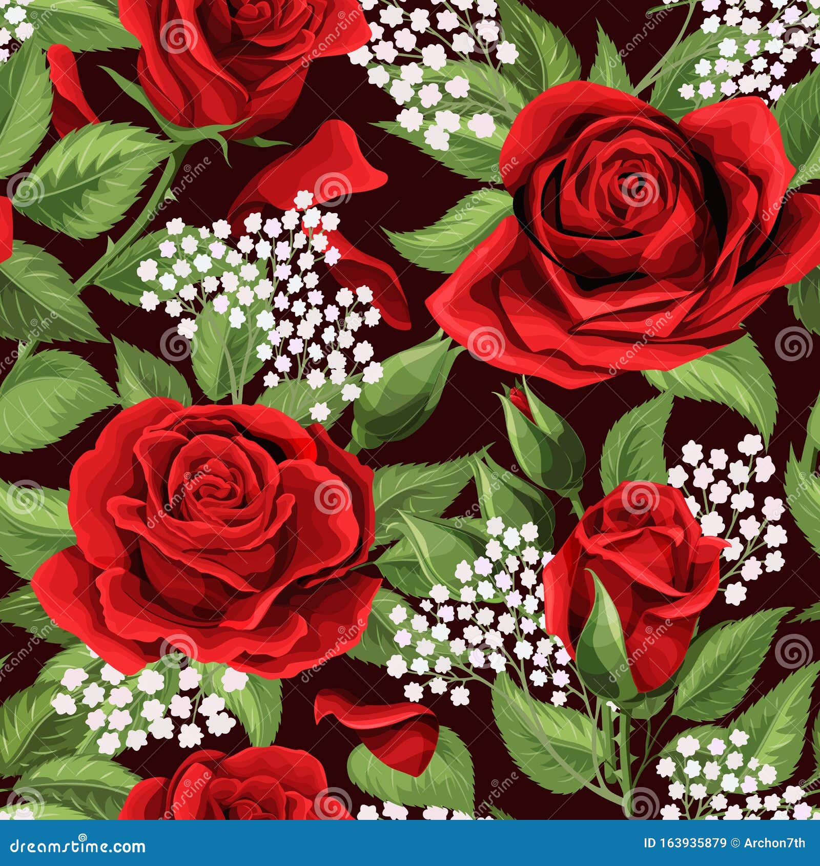 Rose Buds Embroidery Seamless Pattern Fashionable Template For