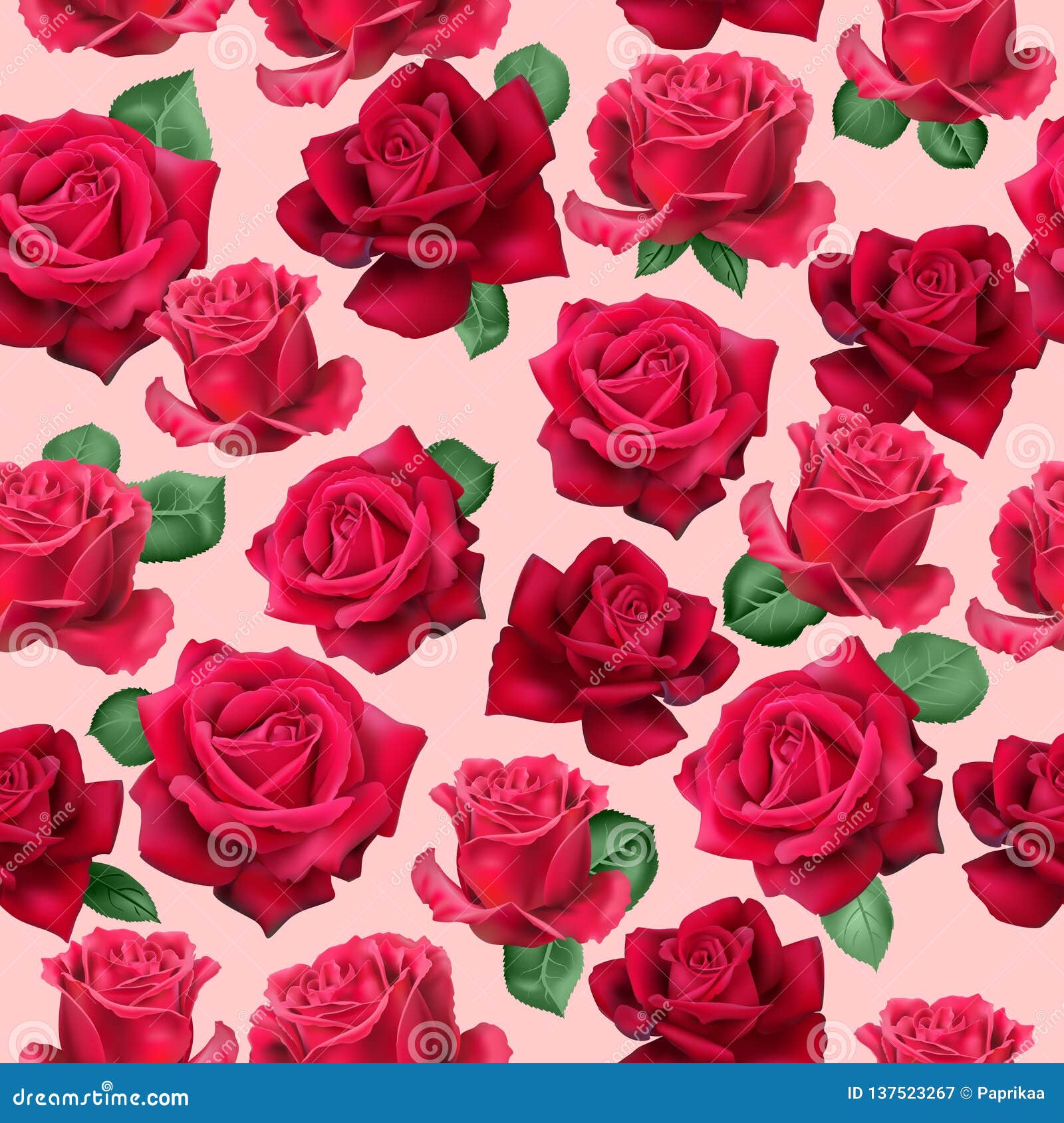 Realistic Red Roses Pattern Stock Vector Illustration of gardening