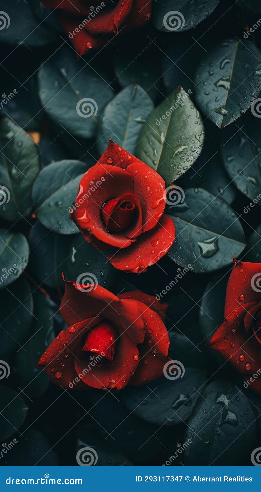 Red Roses with Water Droplets on Them Stock Illustration Illustration