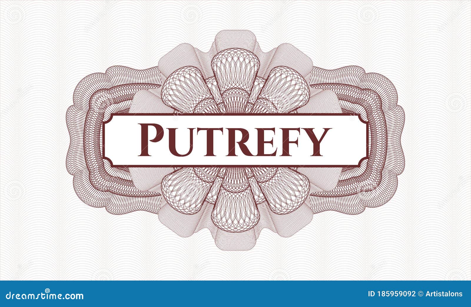 red rosette money style emblem.  . detailed with text putrefy inside