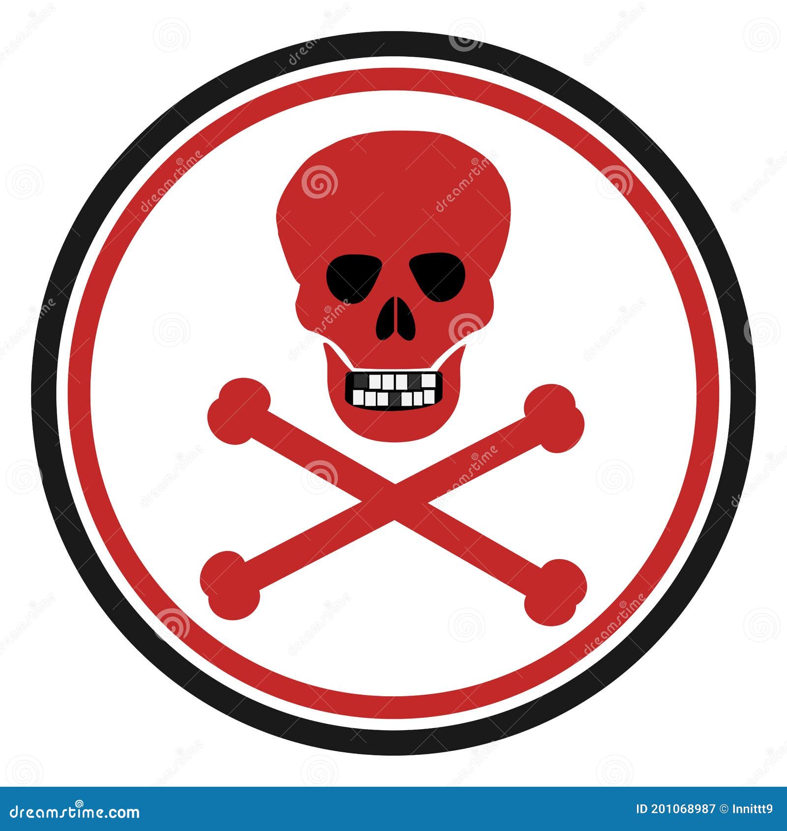 Red Round Danger Sign with Skull and Crossbones Symbol. Deadly Danger ...