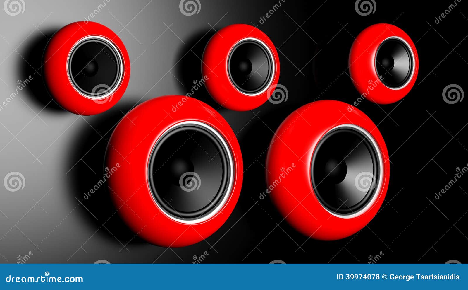 Red round speakers stock illustration. Illustration of artistic 39974078