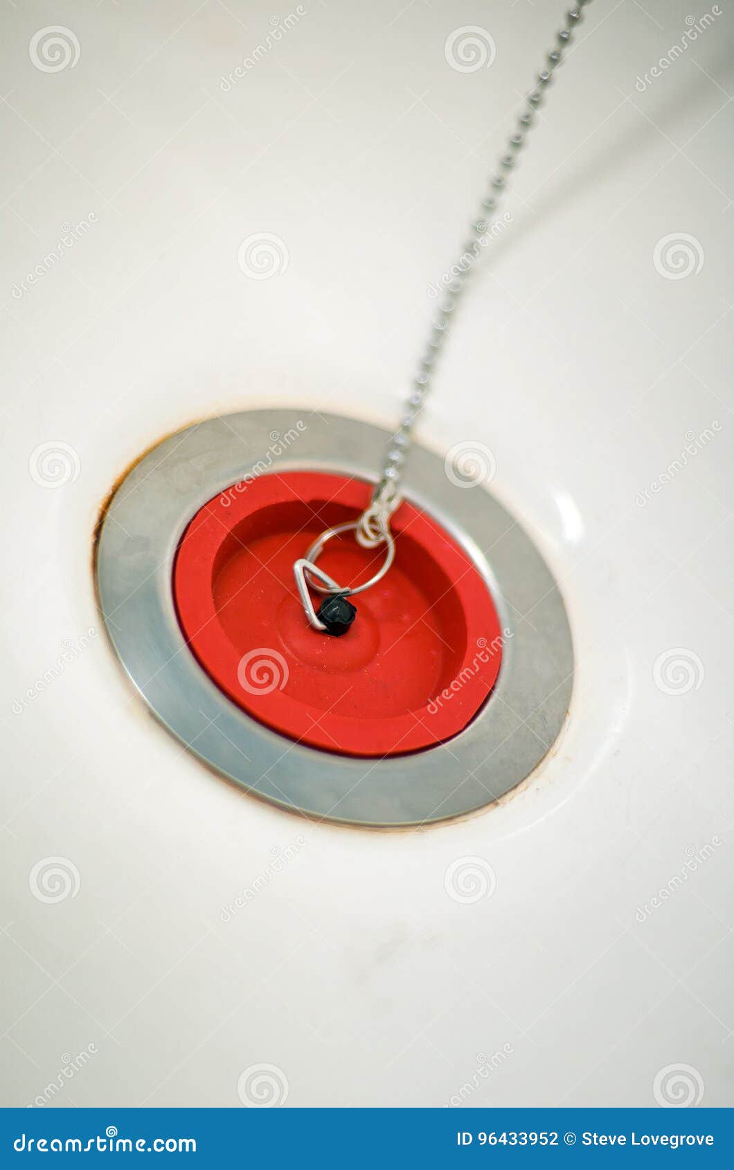 Red Rubber Bath Plug on Chain Stock Photo Image of bath, rubber 96433952
