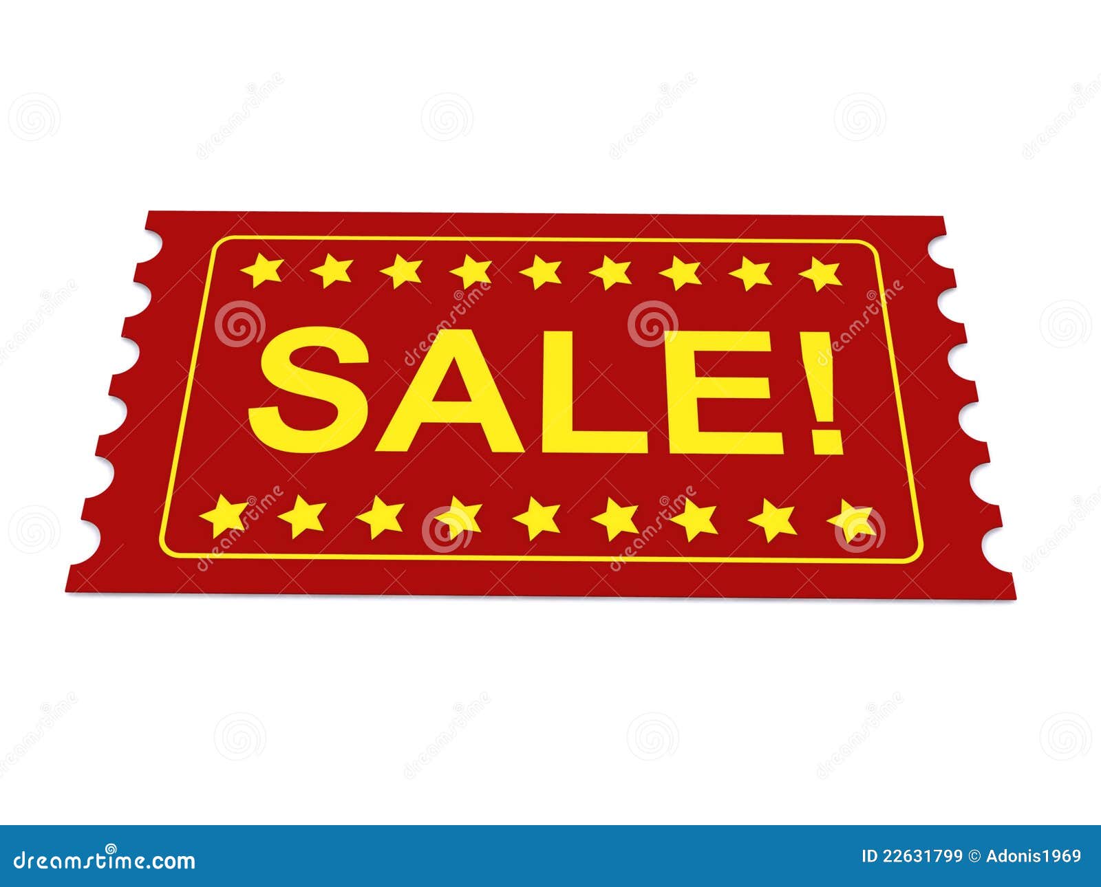 Red sale tag or ticket stock image. Image of serrated 22631799
