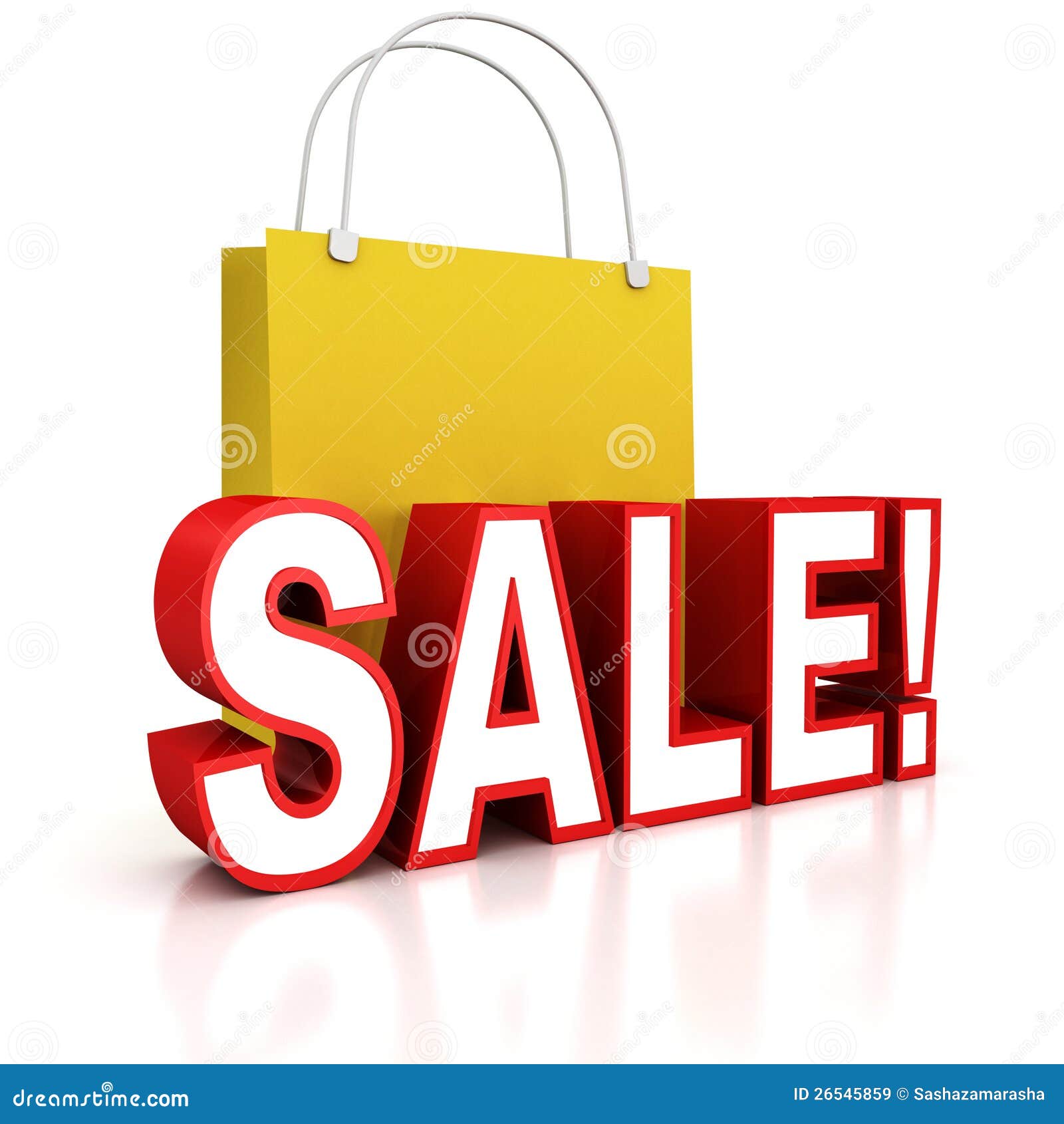 Red Sale Text with Yellow Shopping Bag Stock Illustration ...