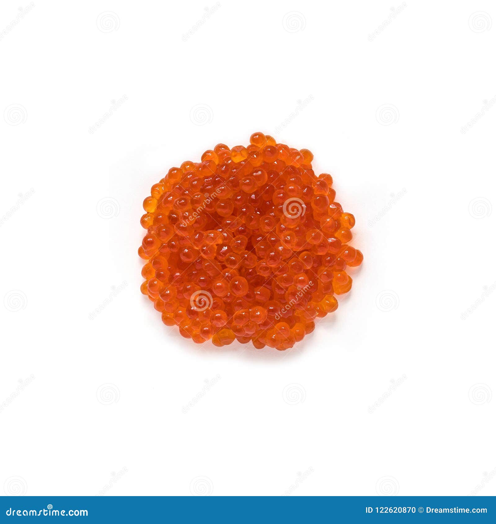 red salmon caviar  on white