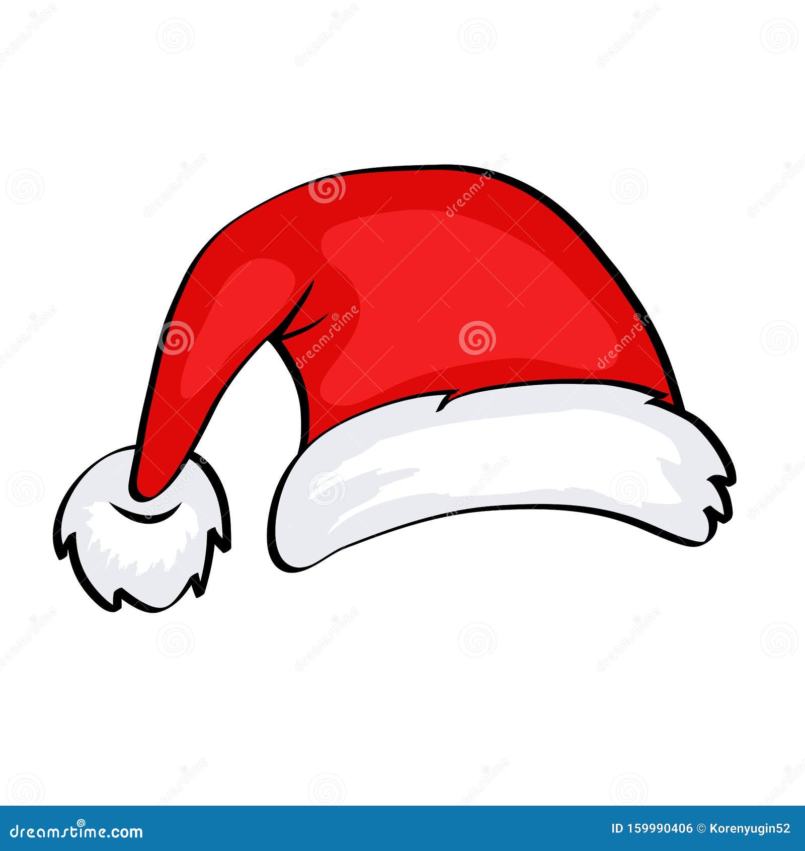 red santa claus hat in cartoon style on white for christmas card , stock  