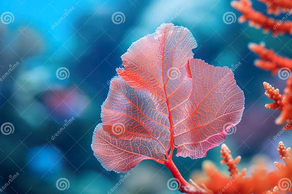 Red Sea Fan Coral in Underwater Scene. Generative AI Stock Illustration ...