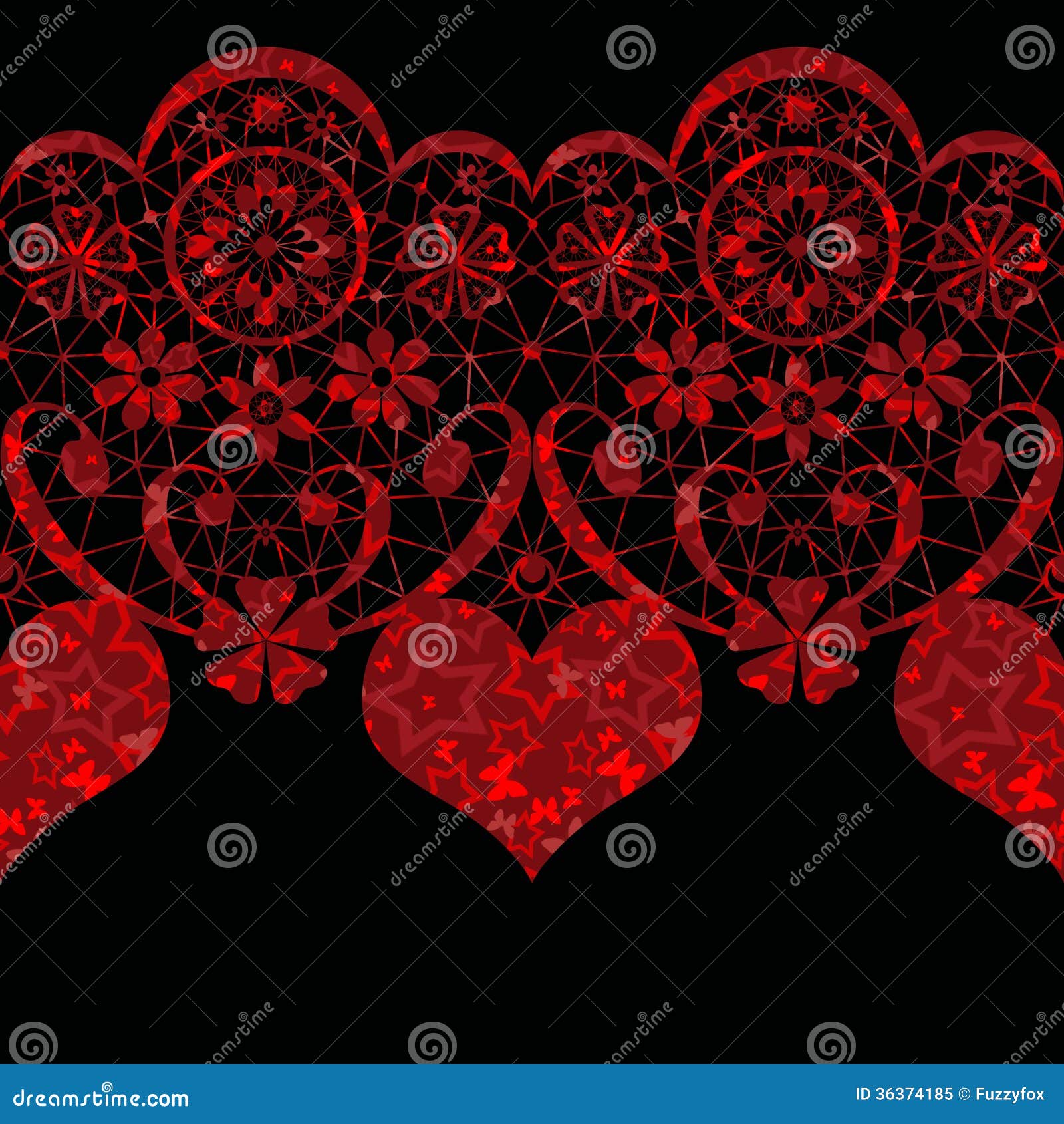 Red Seamless Lace Pattern On Black Royalty Free Stock Photo - Image