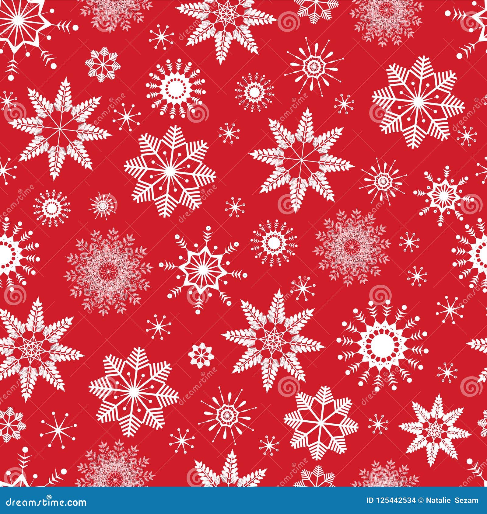 Red Seamless Snowflakes Pattern. Vector Background Stock Vector ...