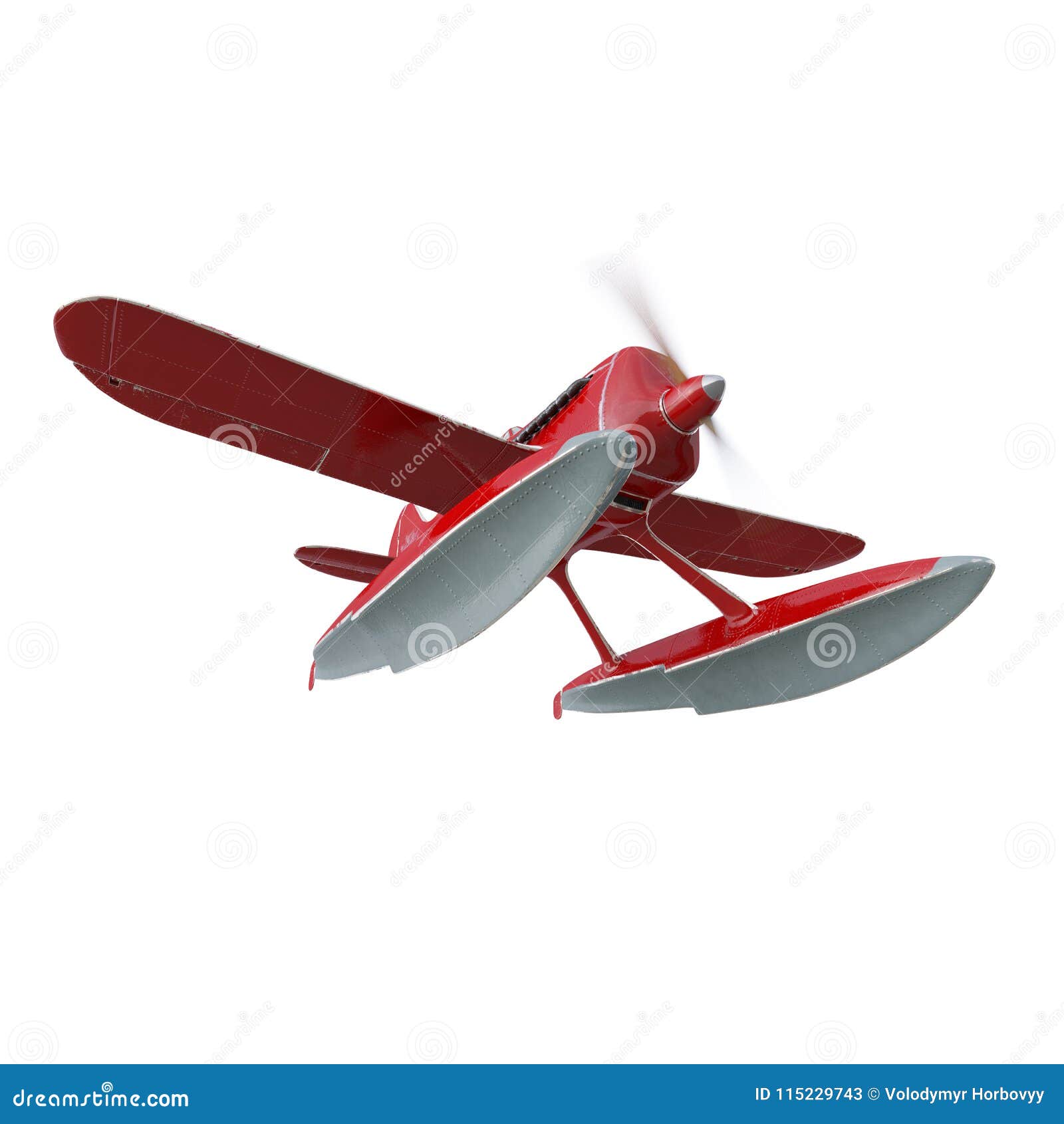 Red seaplane. 3D render stock illustration. Illustration of hydro ...