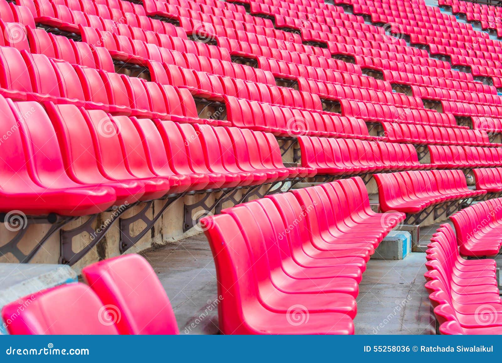 Red Seats on Stadium Steps Bleacher Stock Photo - Image of chair, line ...