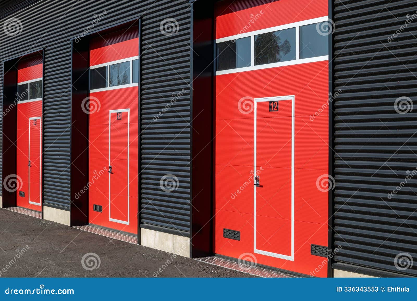 red self storage units doors exterior