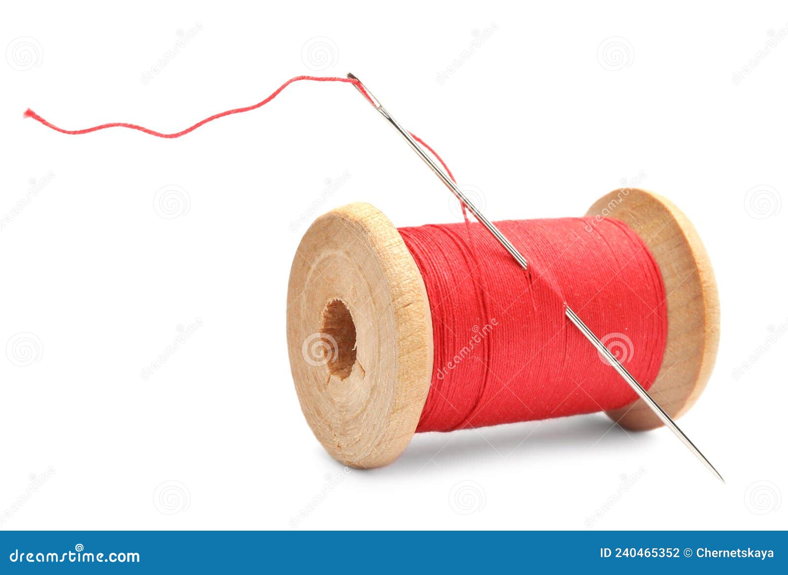 Red Sewing Thread with Needle on White Background Stock Photo Image of creativity, handcraft