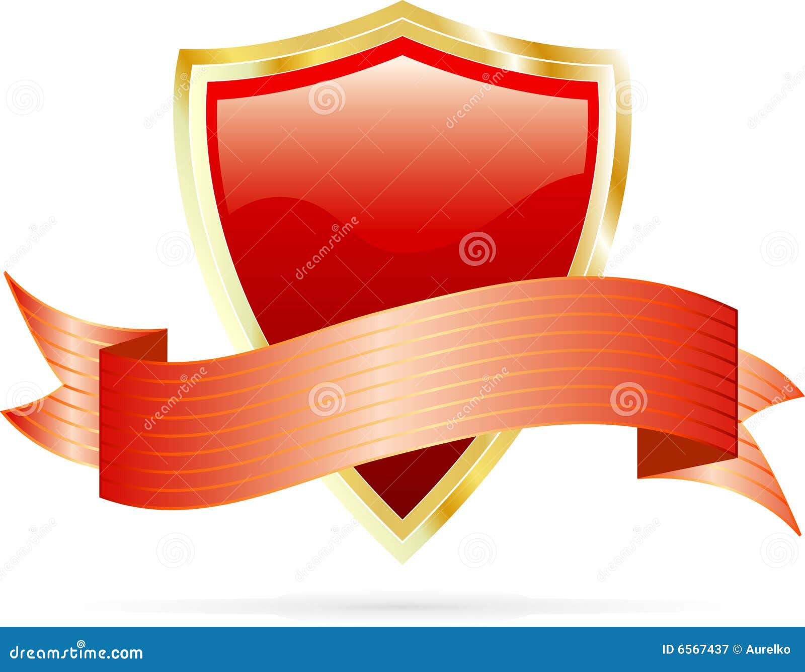 Red shield with banner stock vector. Illustration of modern 6567437