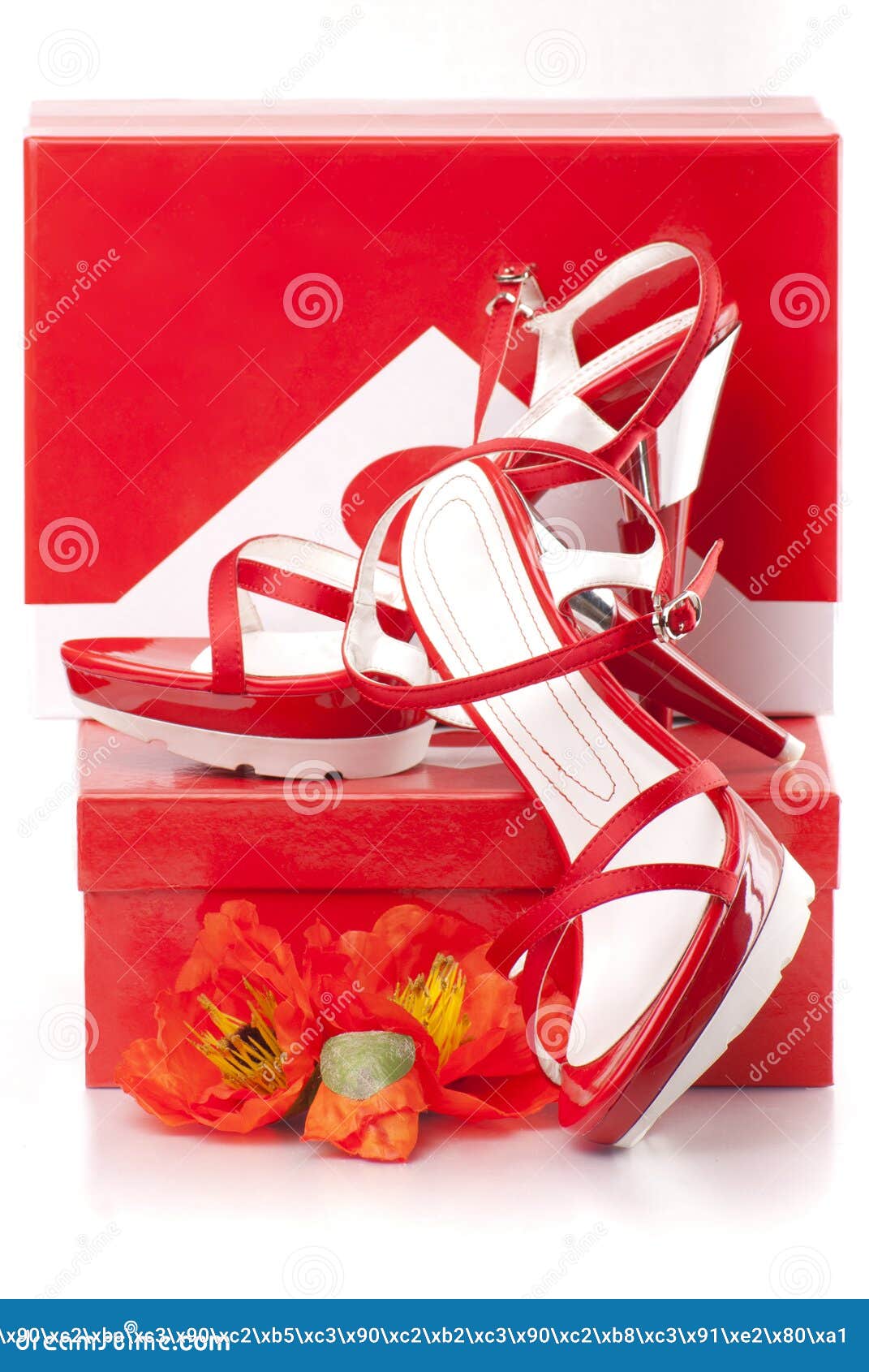 Red shoes with boxes stock image. Image of precious, luminous 40711115