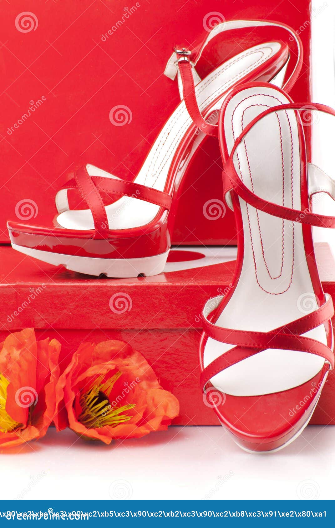 Red shoes with boxes stock photo. Image of luxury, nice 40711172