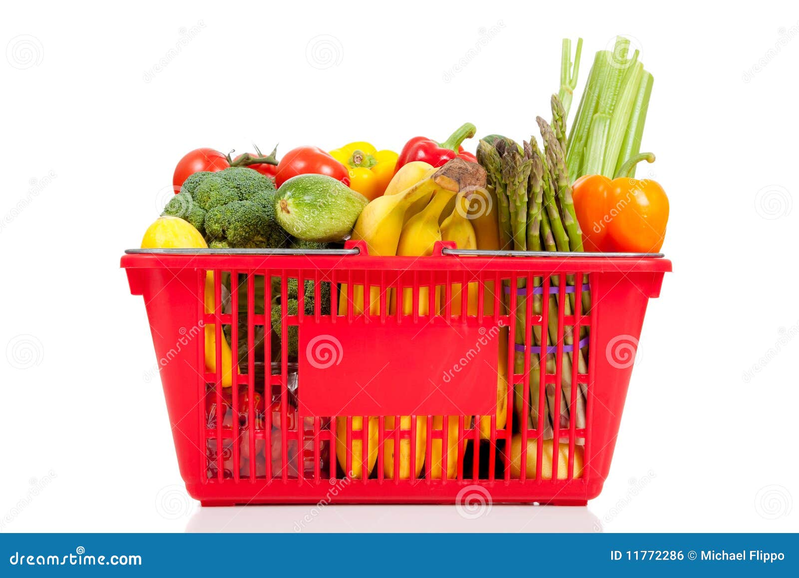 A Red Shopping Basket with Vegetables Stock Photo Image of basket