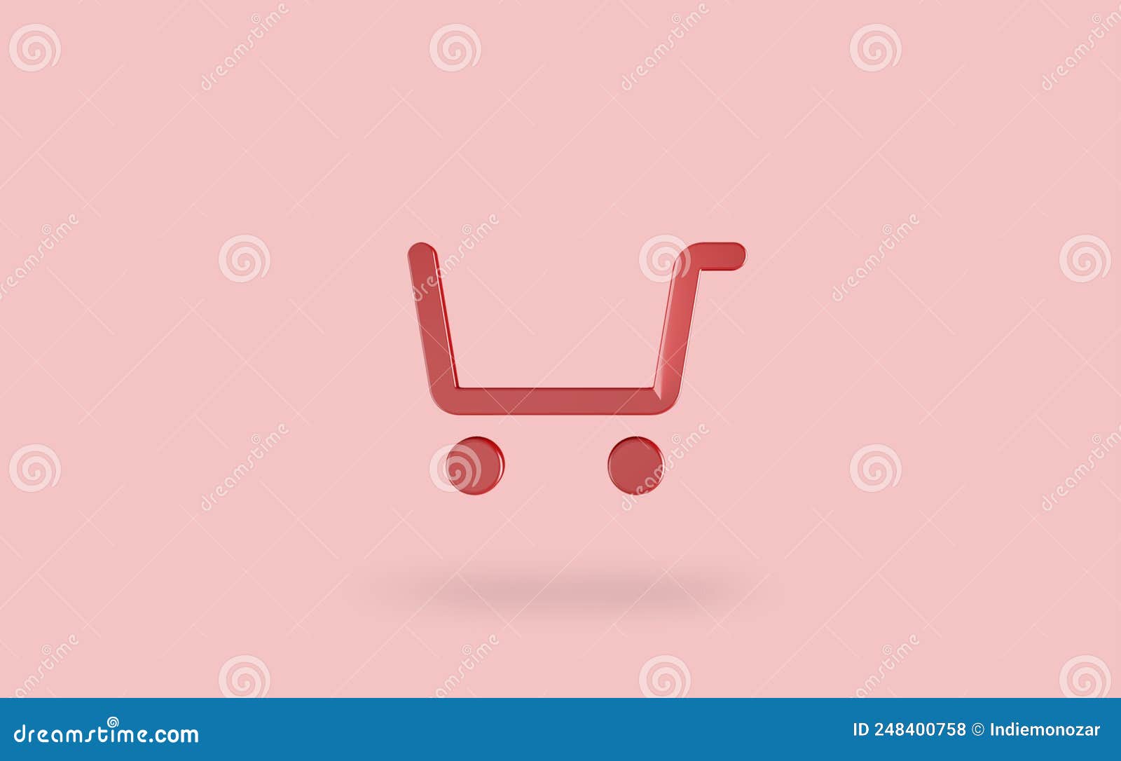 Red Shopping Cart Minimalistic Icon. 3d Render Stock Illustration