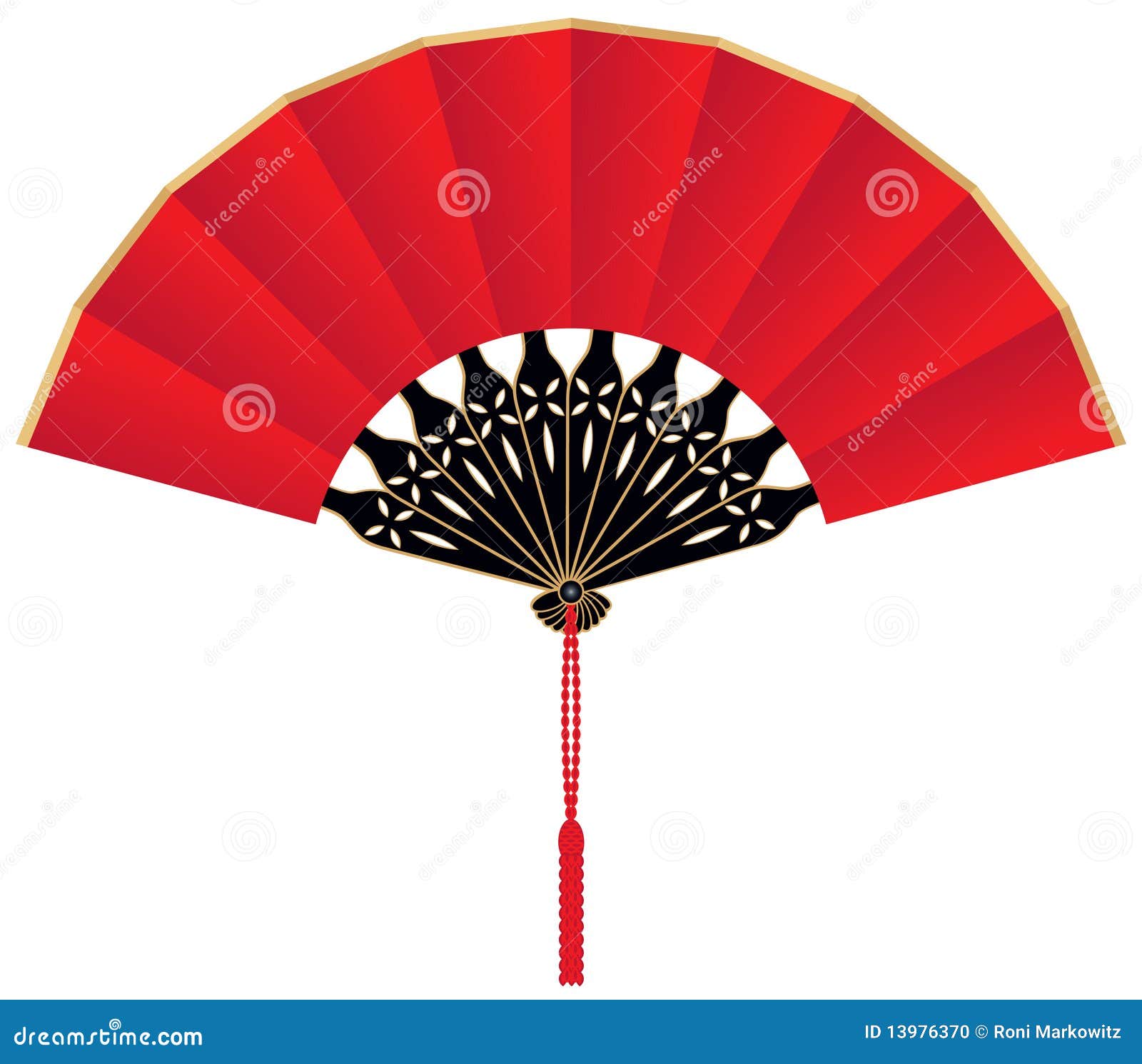 red silk chinese fan