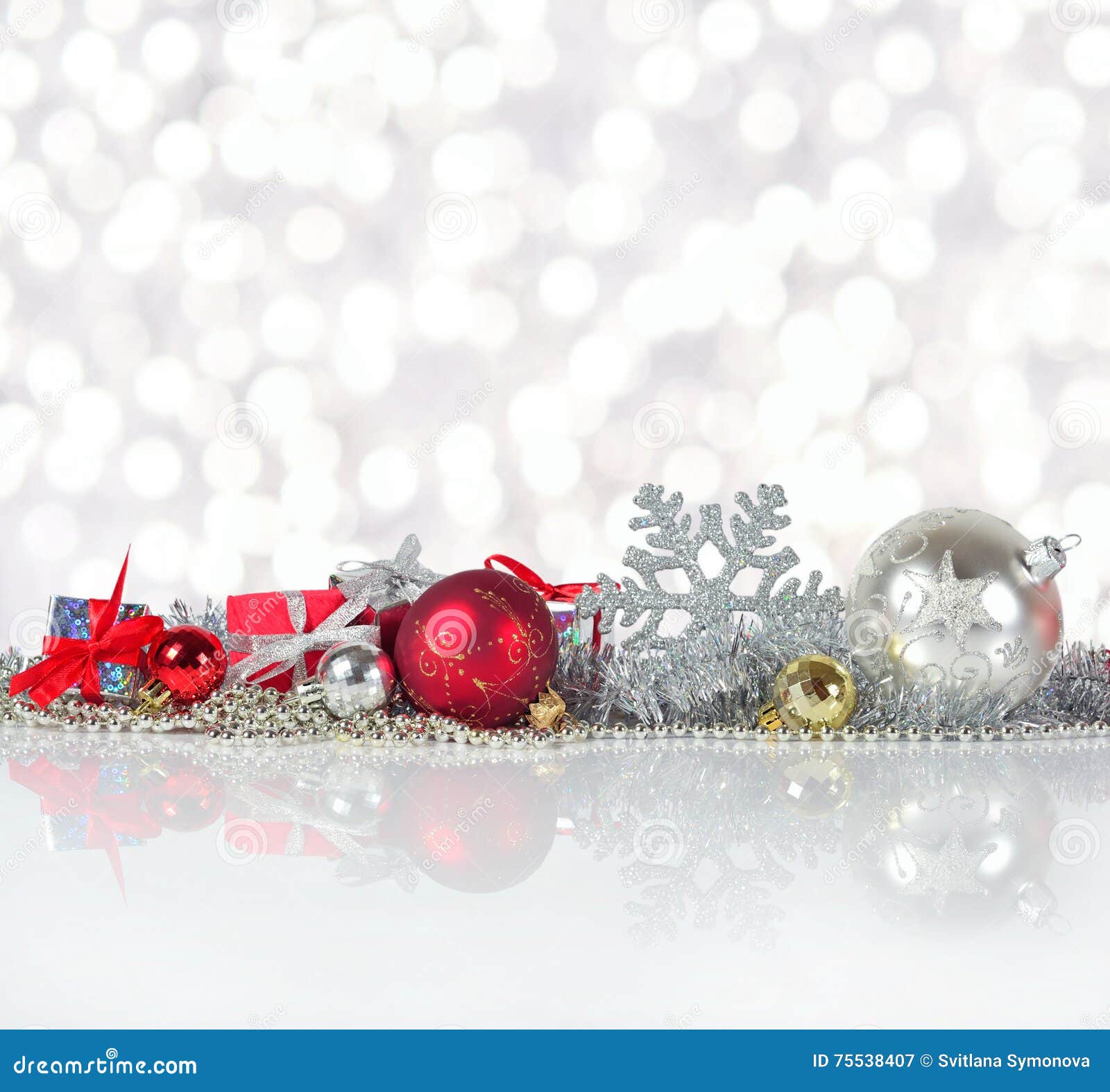 Red and Silver Christmas Decorations Stock Image Image of baubles, celebration 75538407