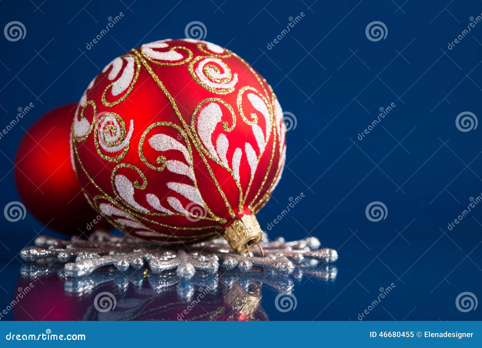 Red and Silver Christmas Ornaments on Dark Background Stock Image ...