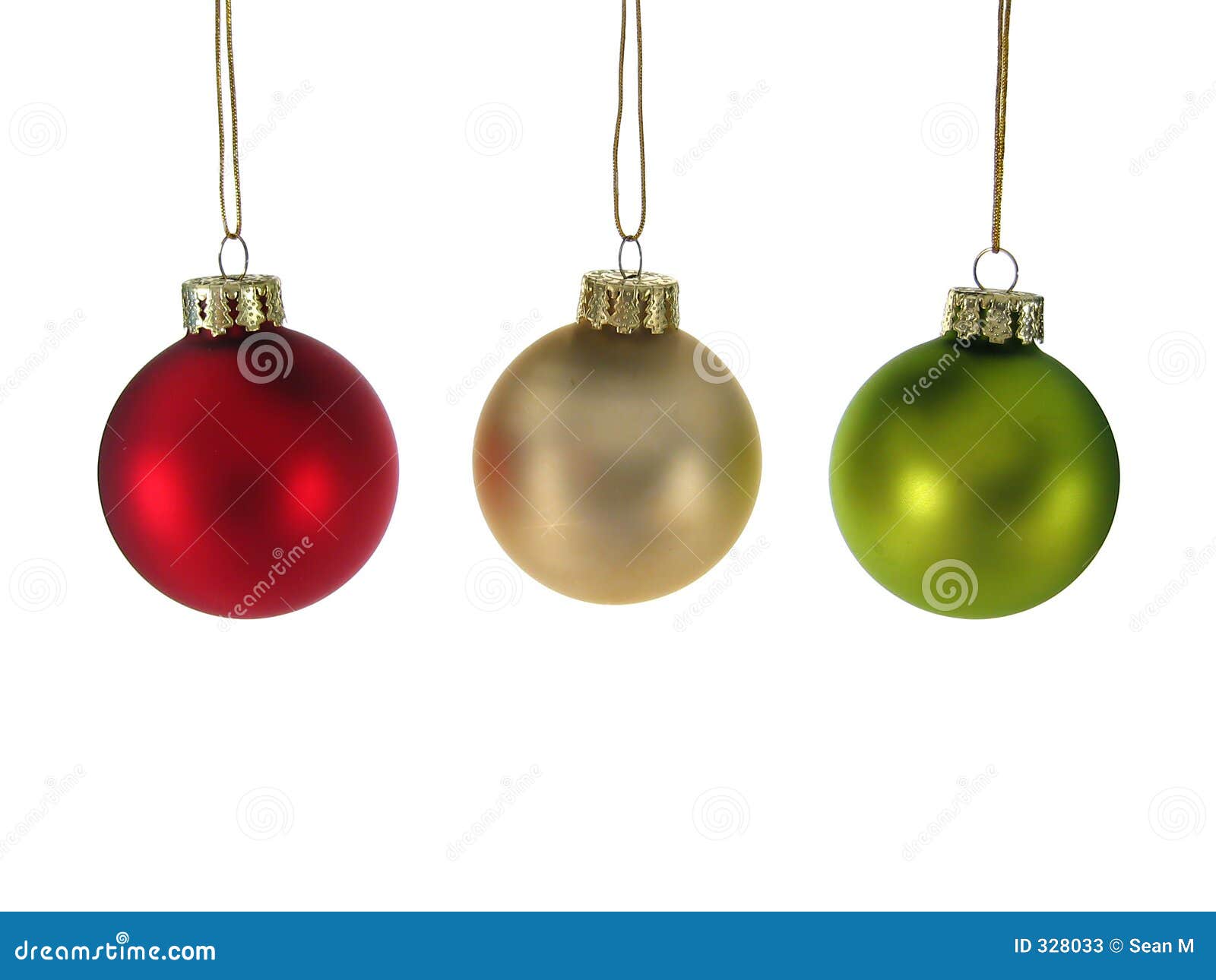 Red Silver Green Christmas Ornaments Isolated