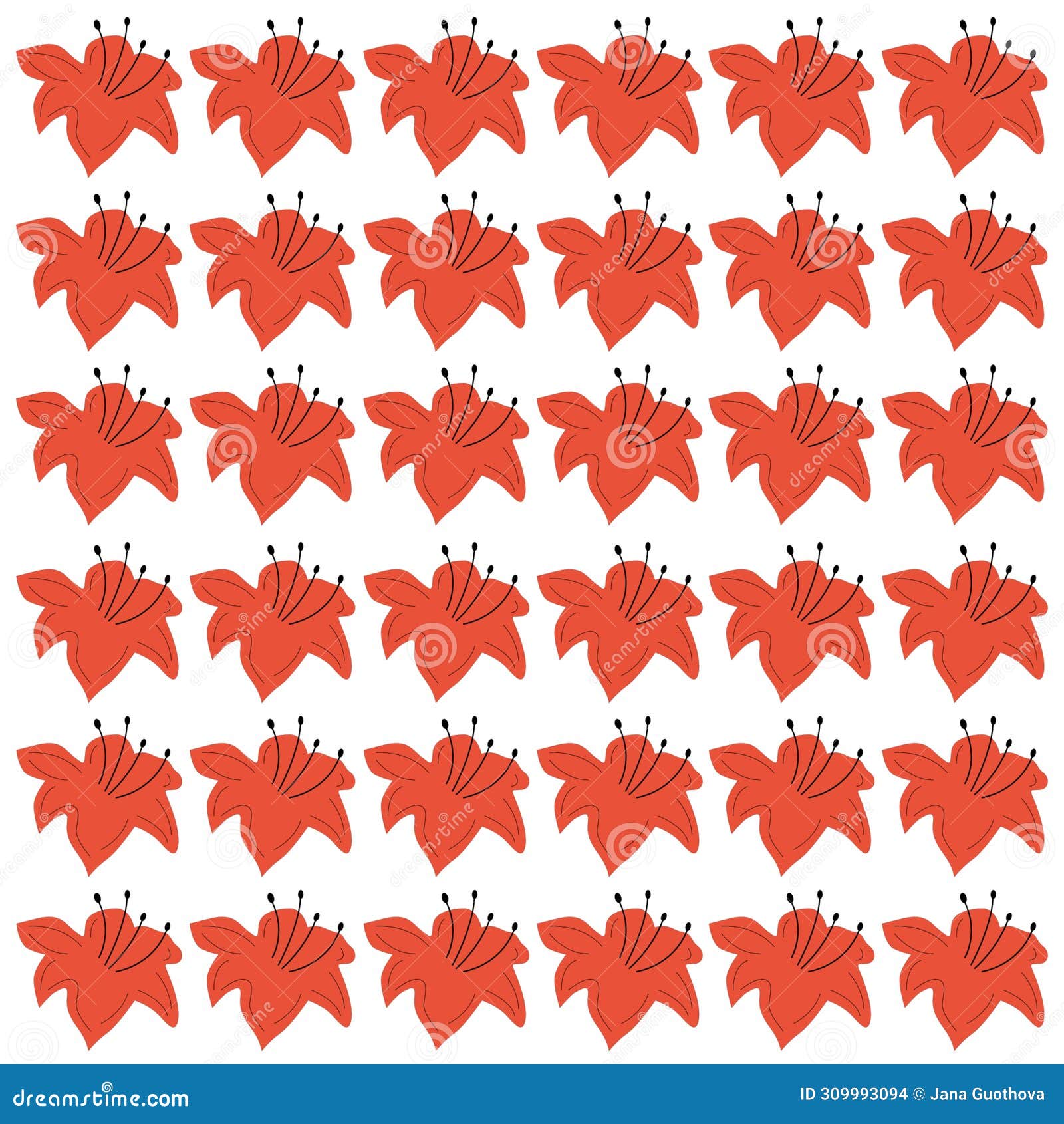 red simple lilies floral pattern texture wallart