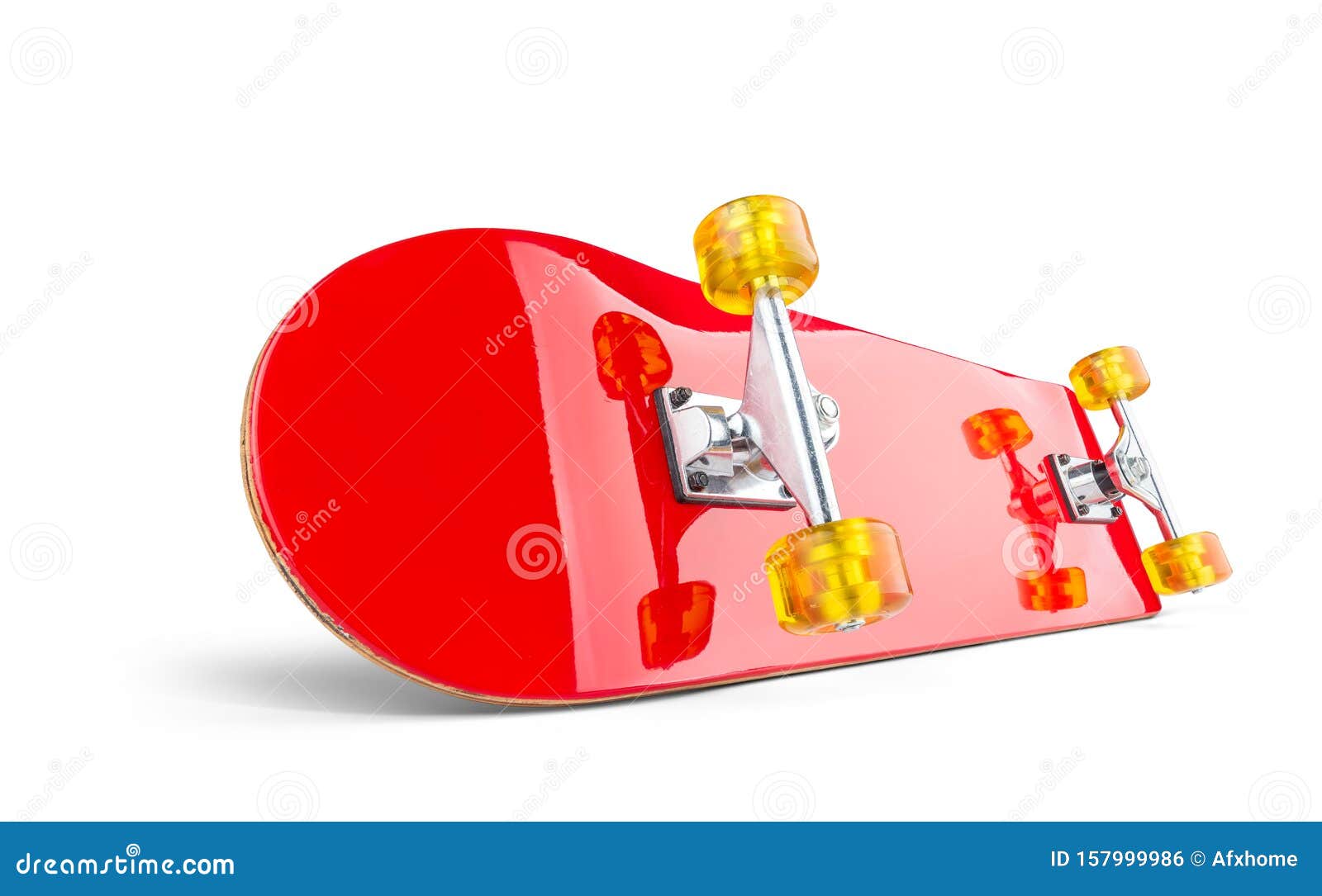 red skateboard deck,  on white background. file contains a path to isolation