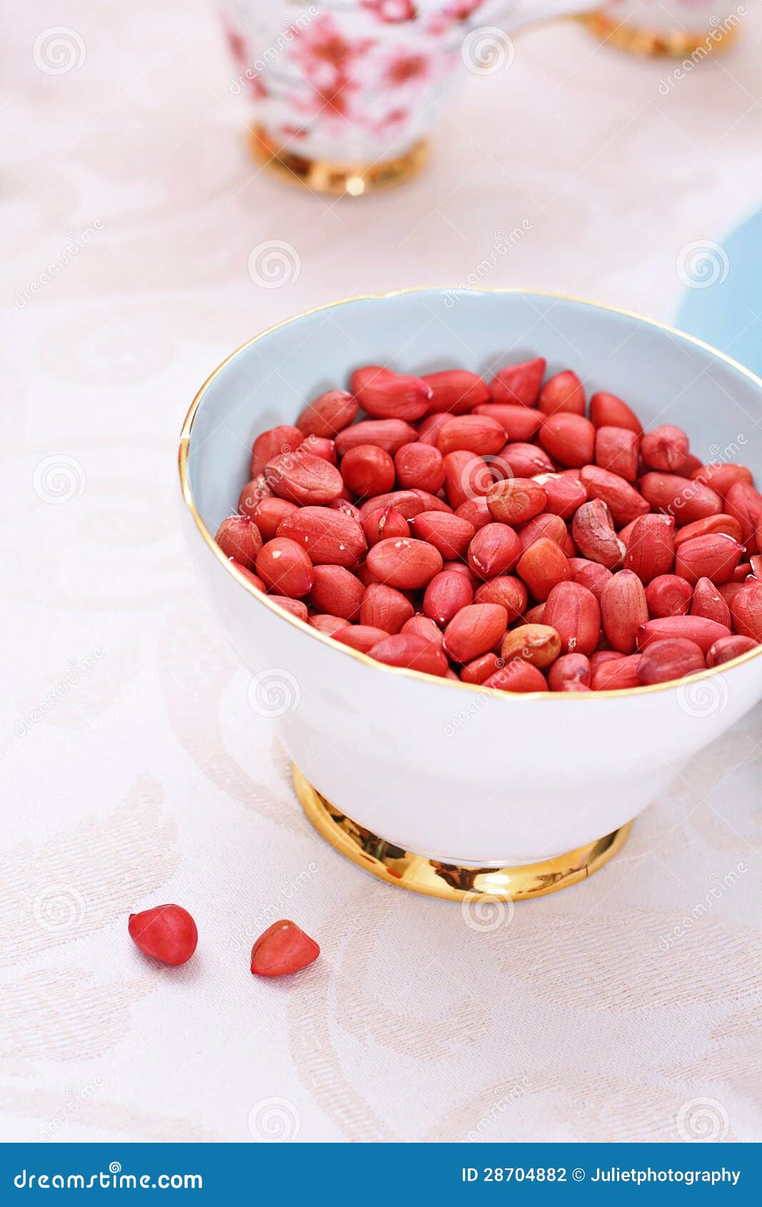 Red skin peanuts, close up stock photo. Image of refreshment 28704882