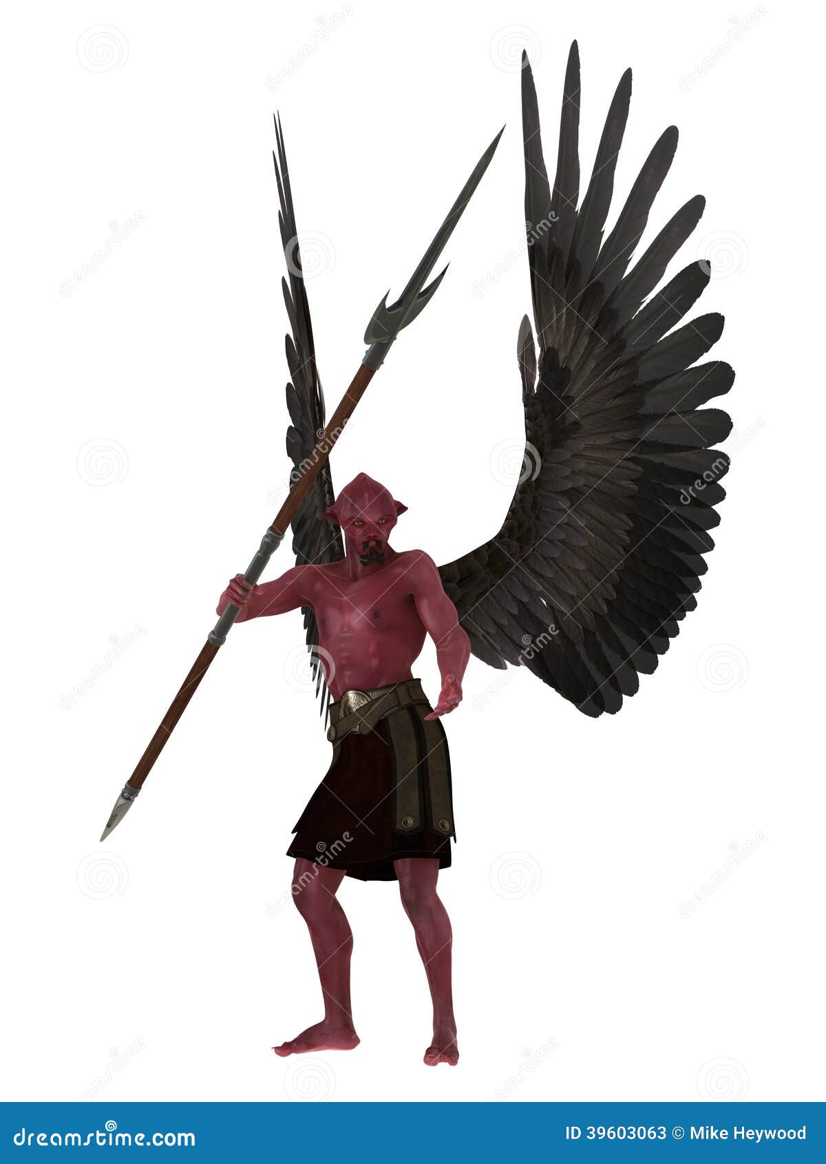 Demon with wings holds a red sphere in his hands Vector Image